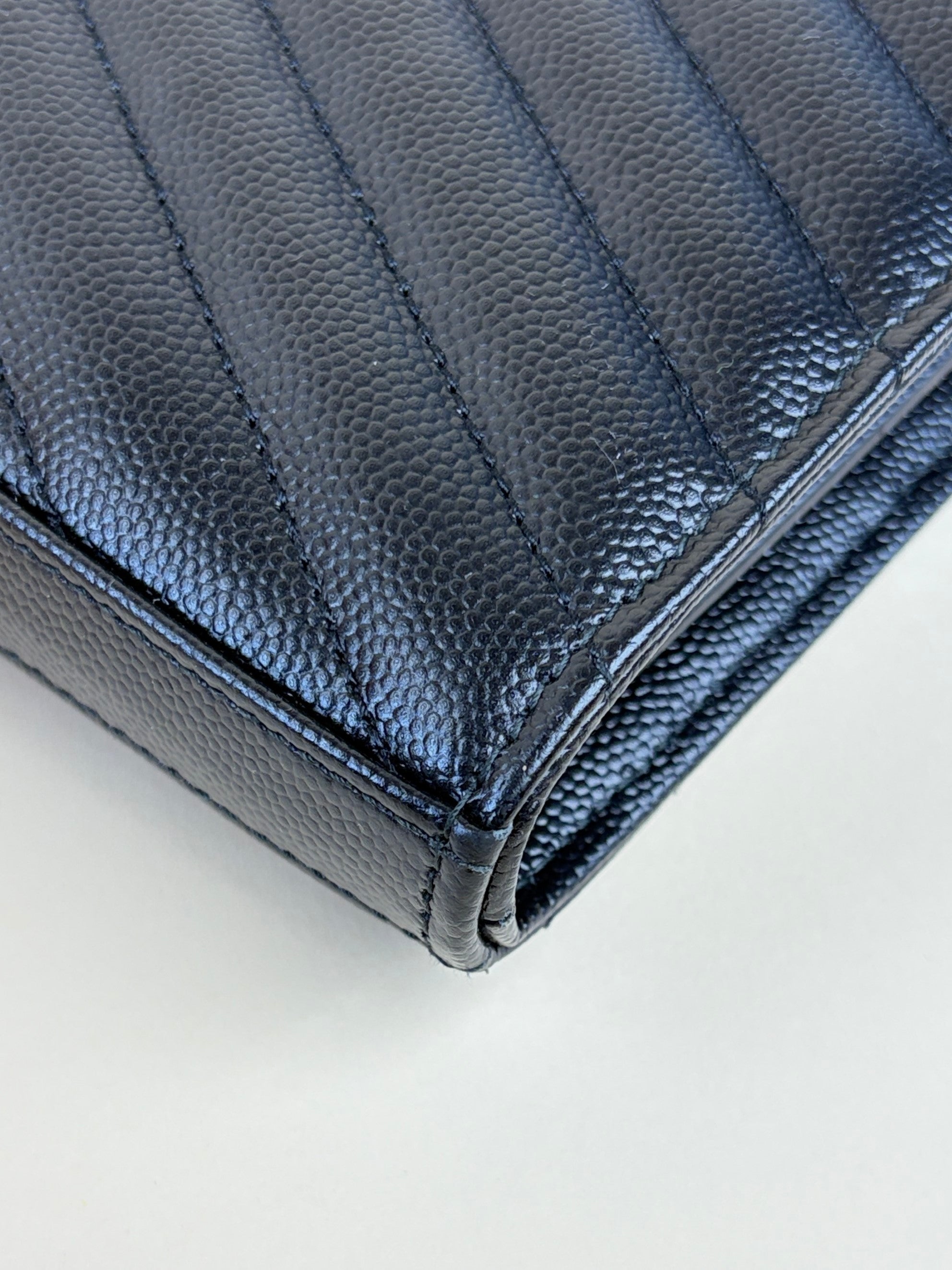 YSL black Cassandre Classic Wallet On Chain