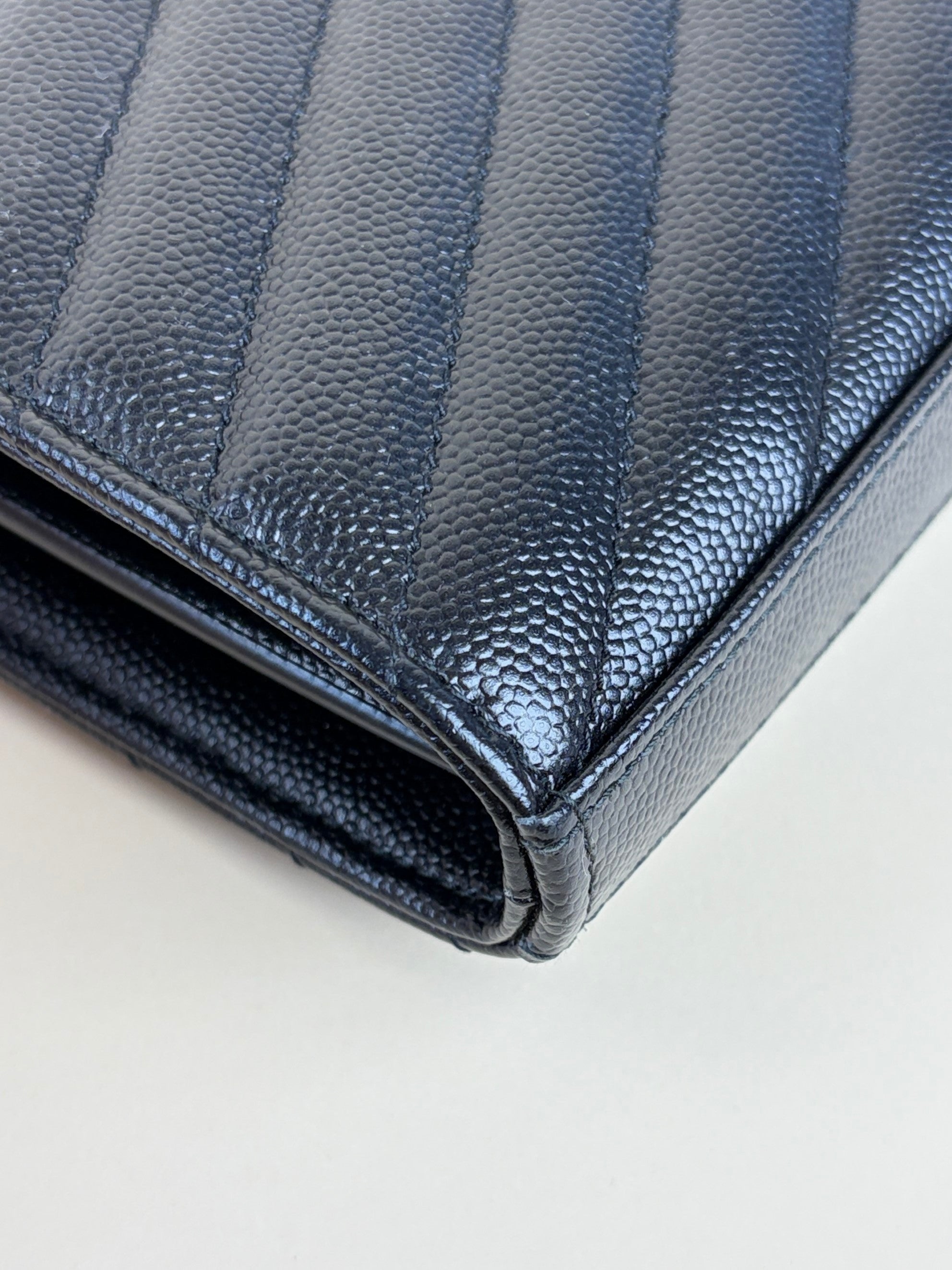 YSL black Cassandre Classic Wallet On Chain