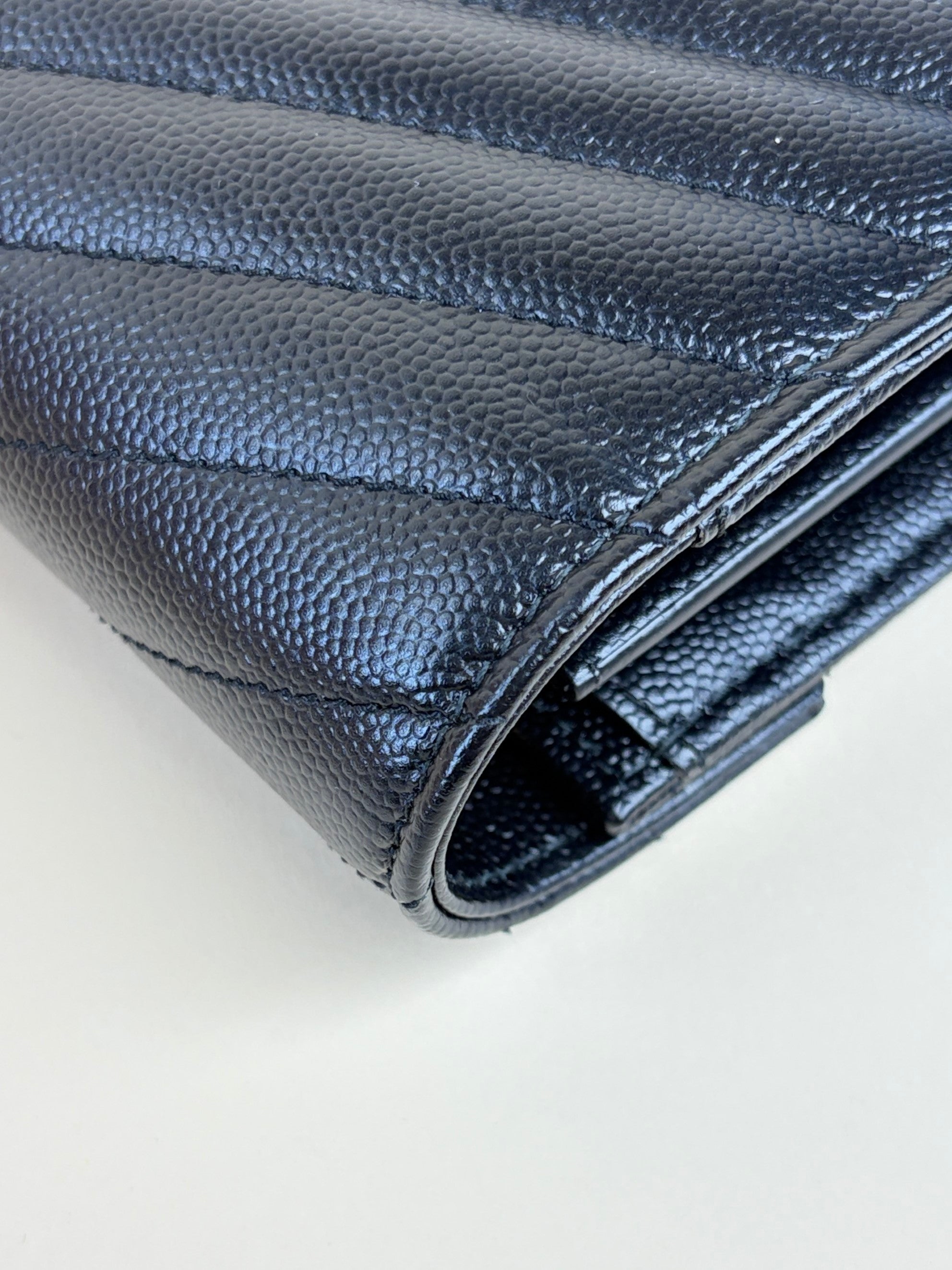 YSL black Cassandre Classic Wallet On Chain