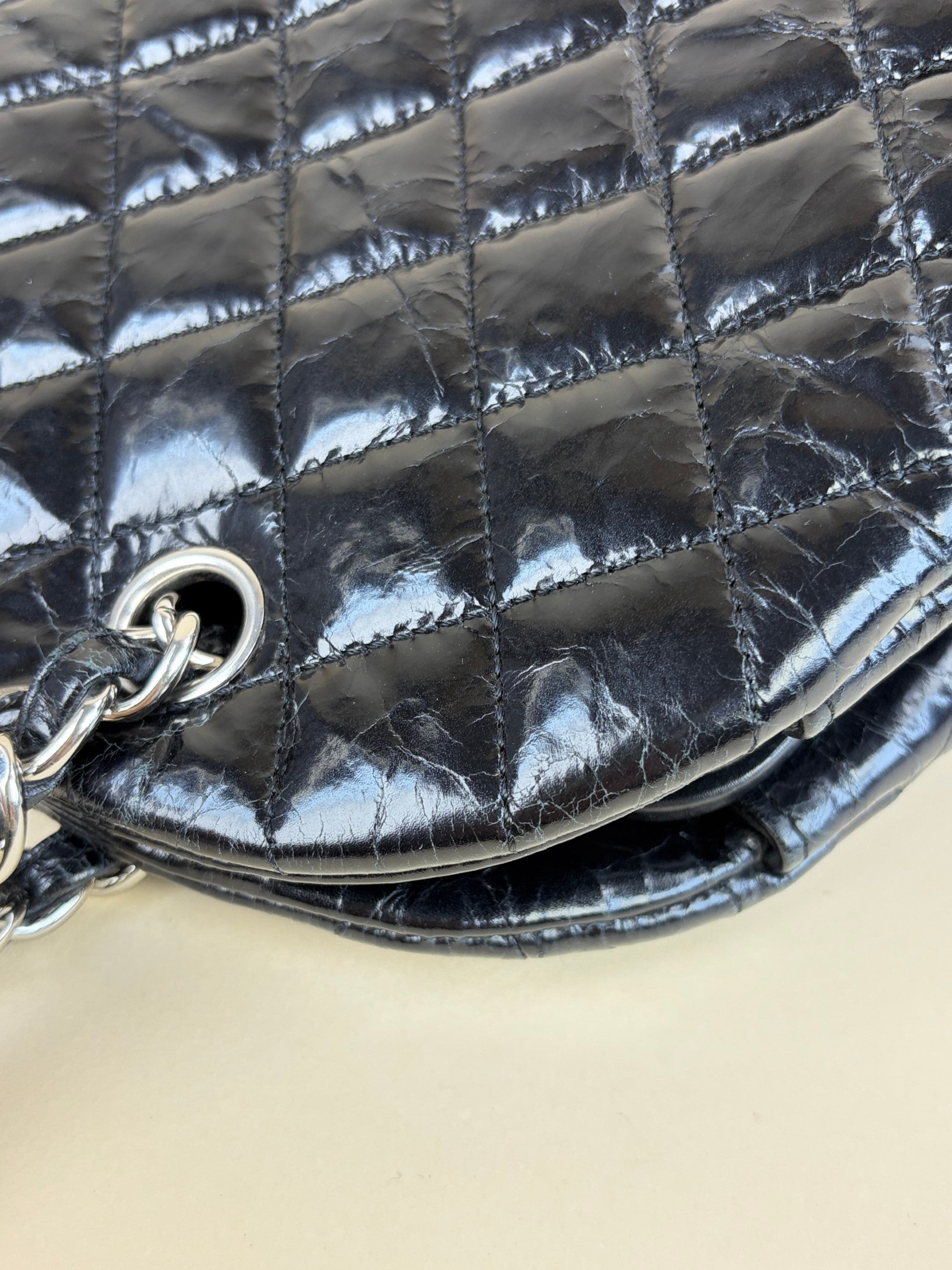 Chanel black quilted leather just mademoiselle bowling bag