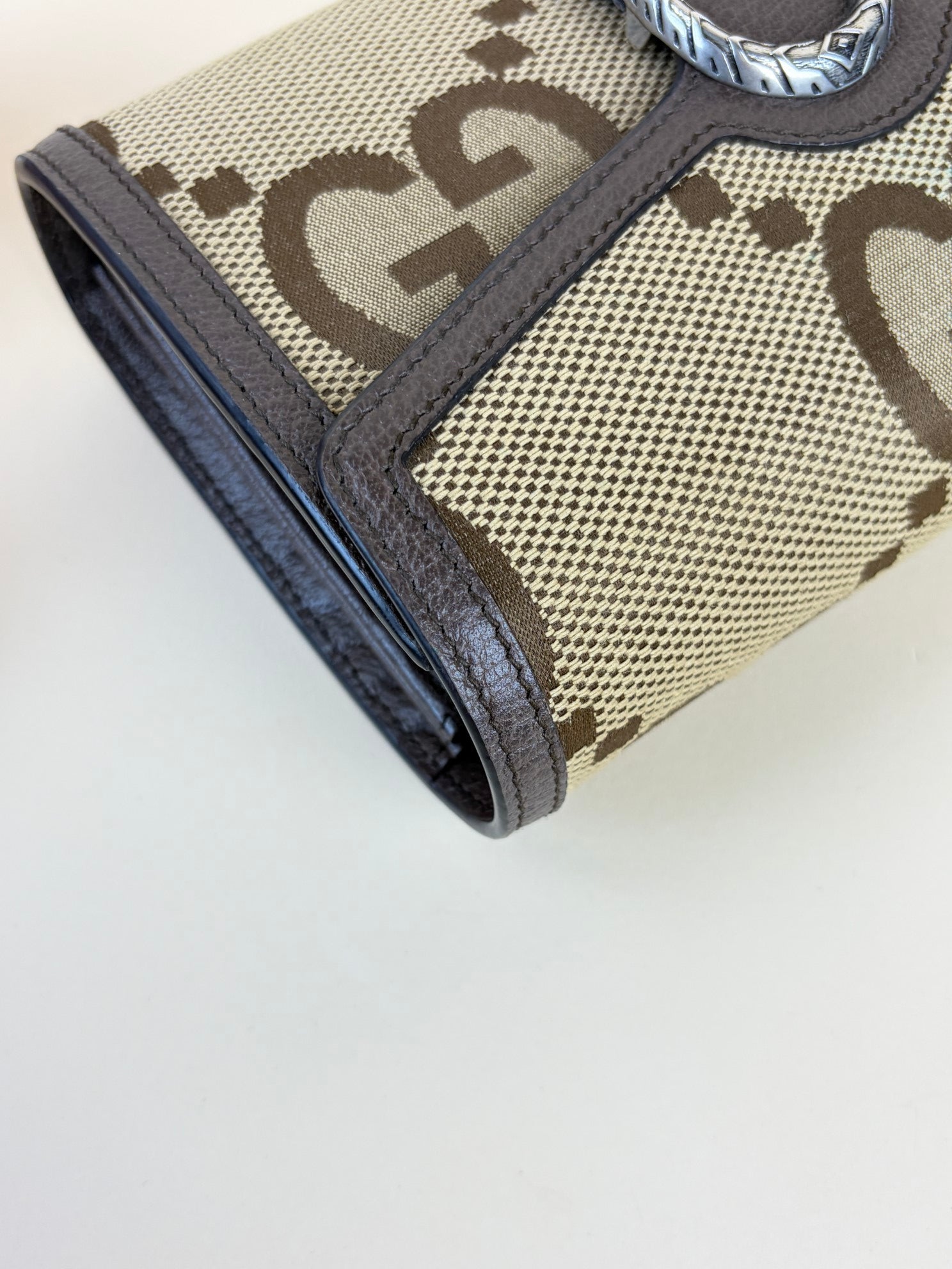 Gucci camel/ebony Monogram GG Jumbo Dionysus Chain Wallet
