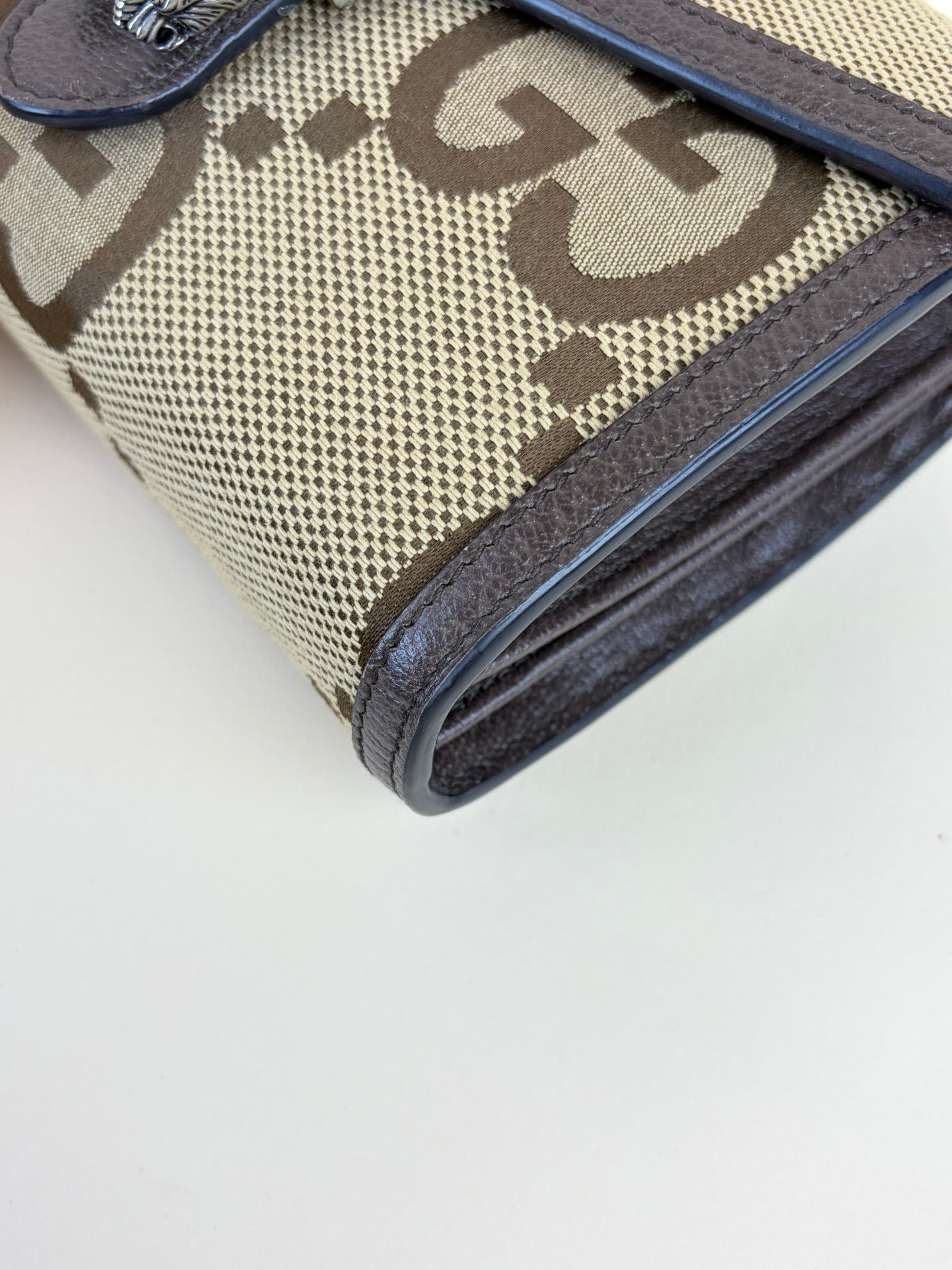 Gucci camel/ebony Monogram GG Jumbo Dionysus Chain Wallet
