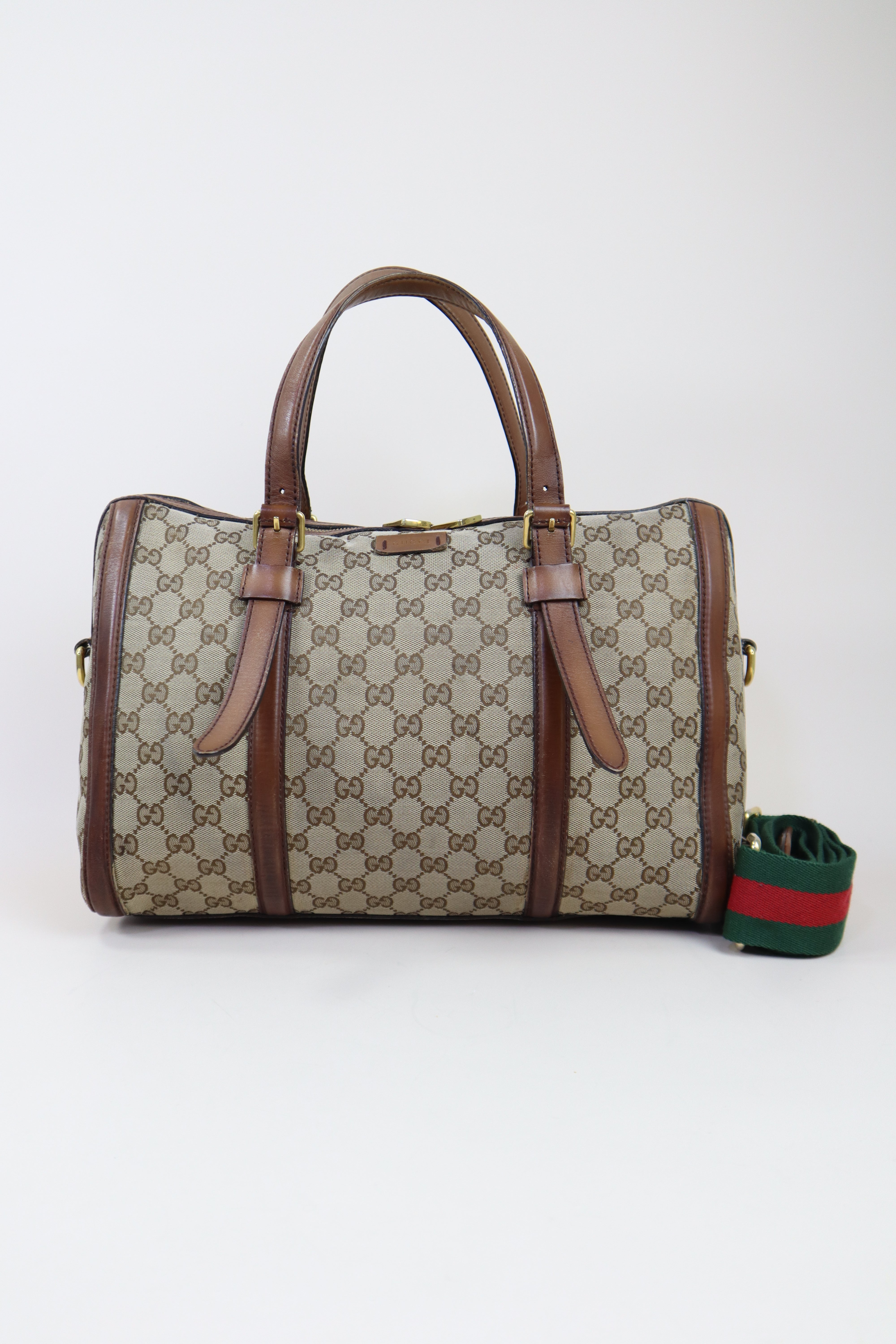 Gucci Bicolor GG Web Boston Tote Bag with Ophidia Strap