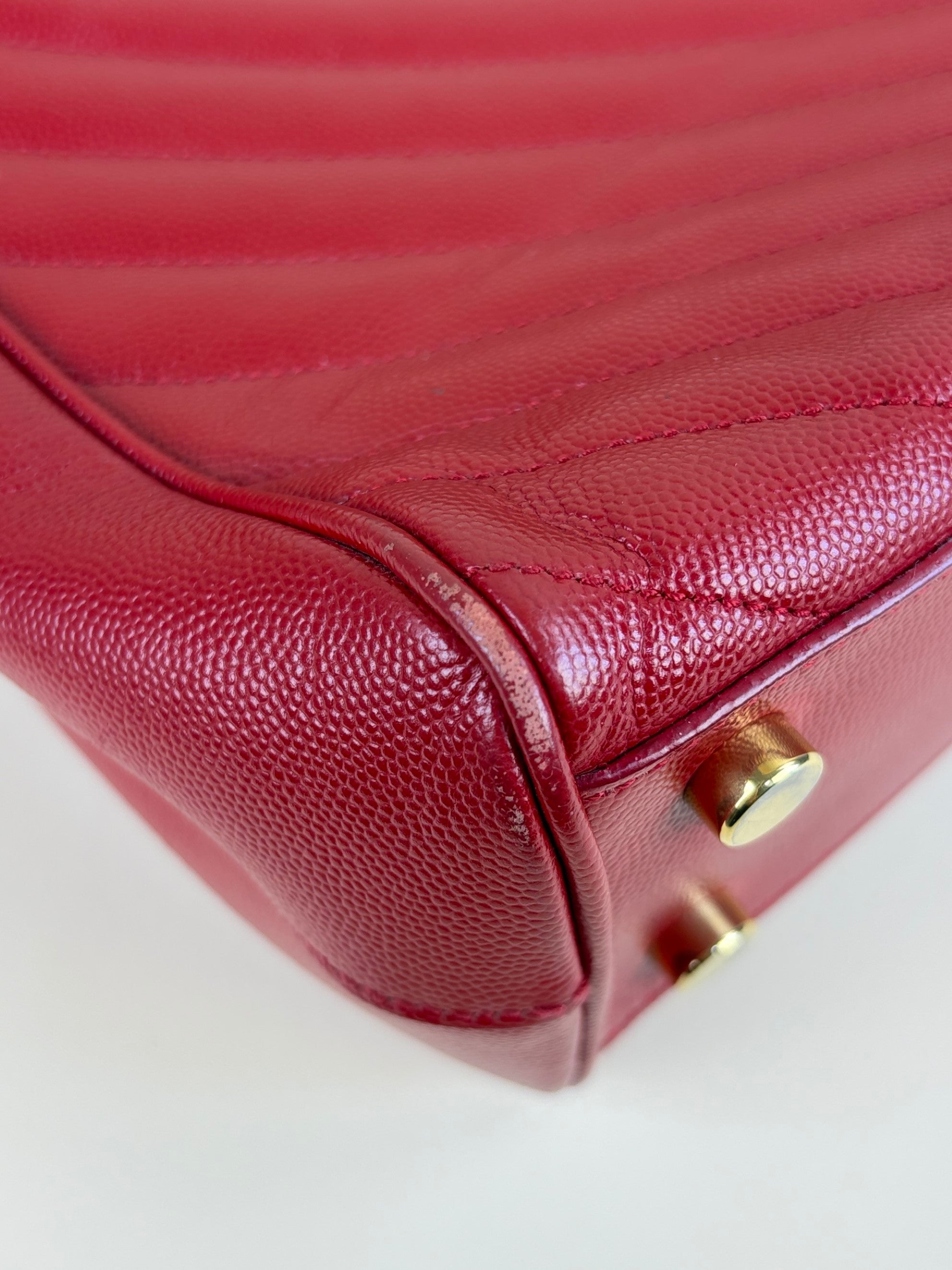 YSL red classic Monogram shopping bag