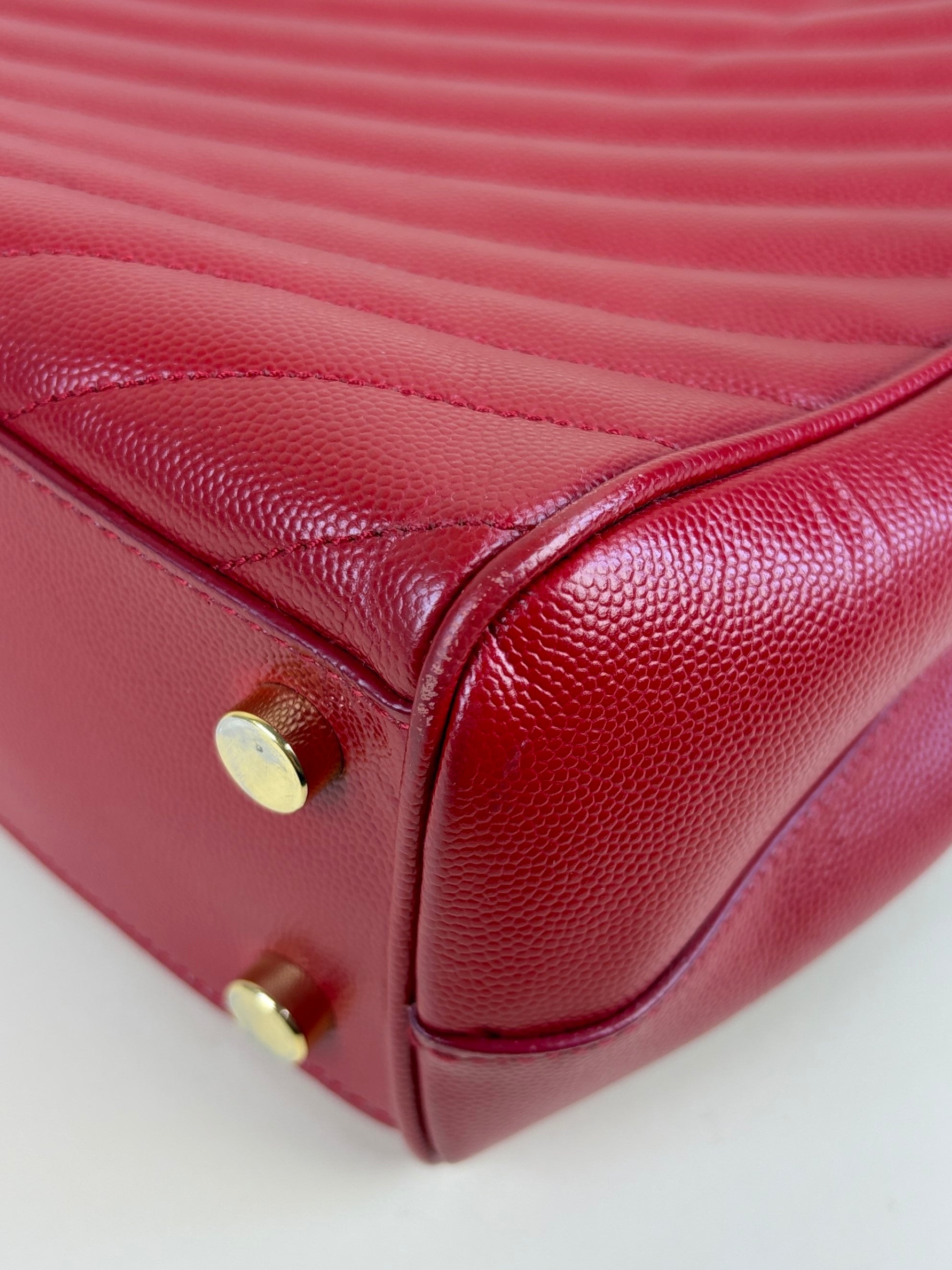 YSL red classic Monogram shopping bag