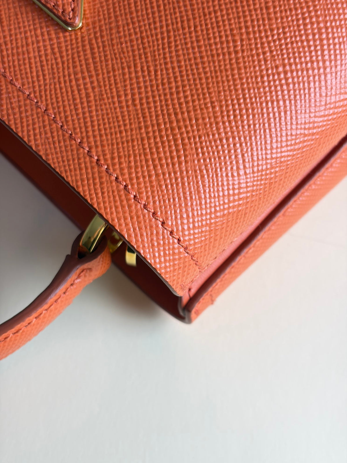 Prada orange saffiano leather Panier mini Bag