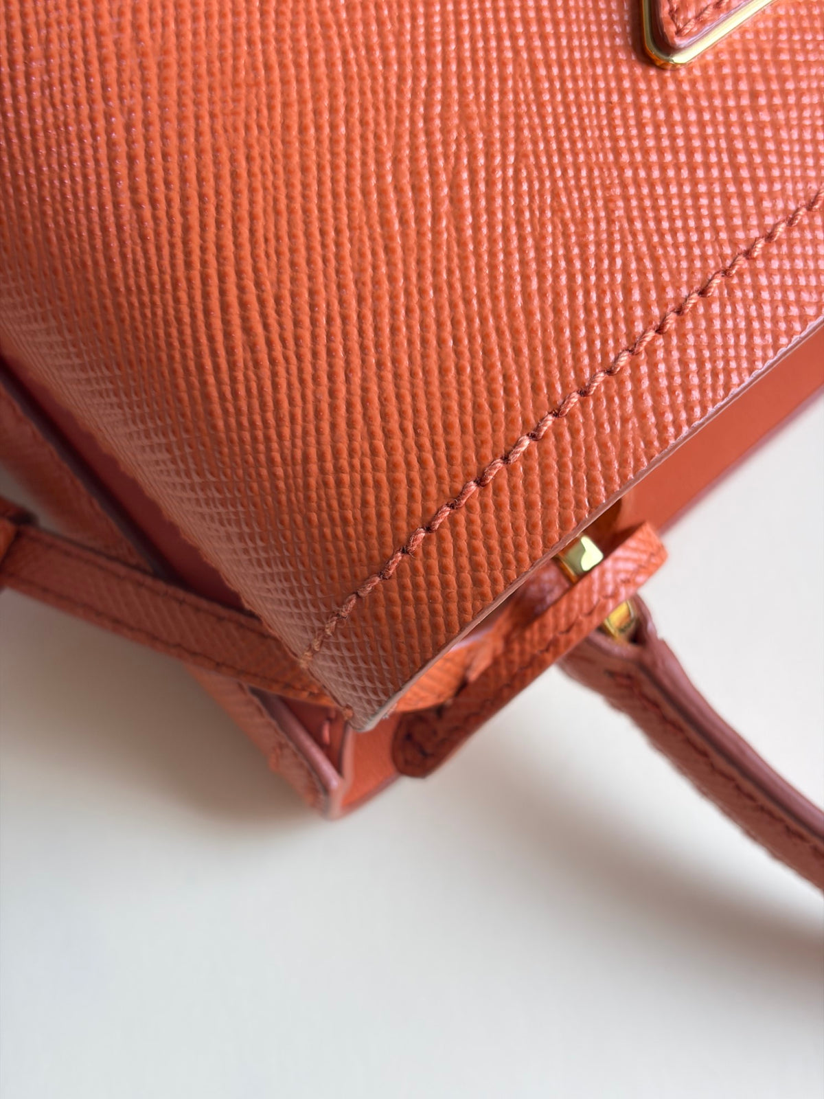 Prada orange saffiano leather Panier mini Bag