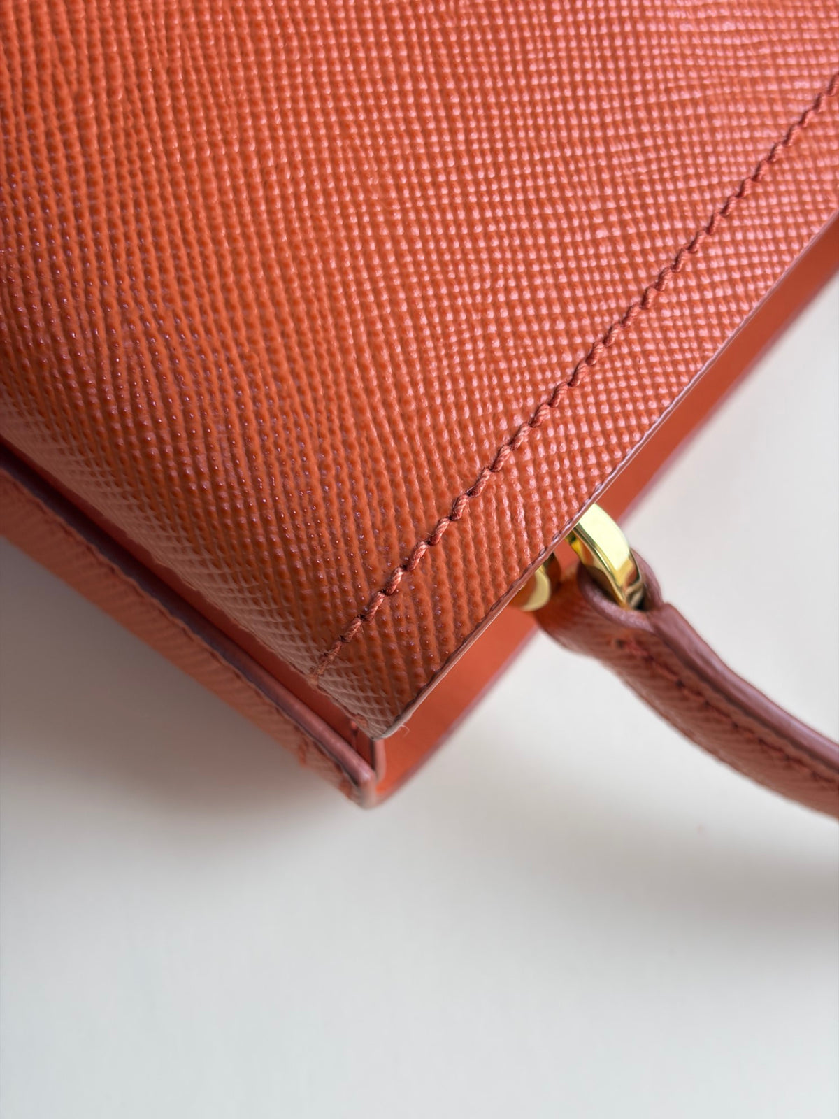 Prada orange saffiano leather Panier mini Bag