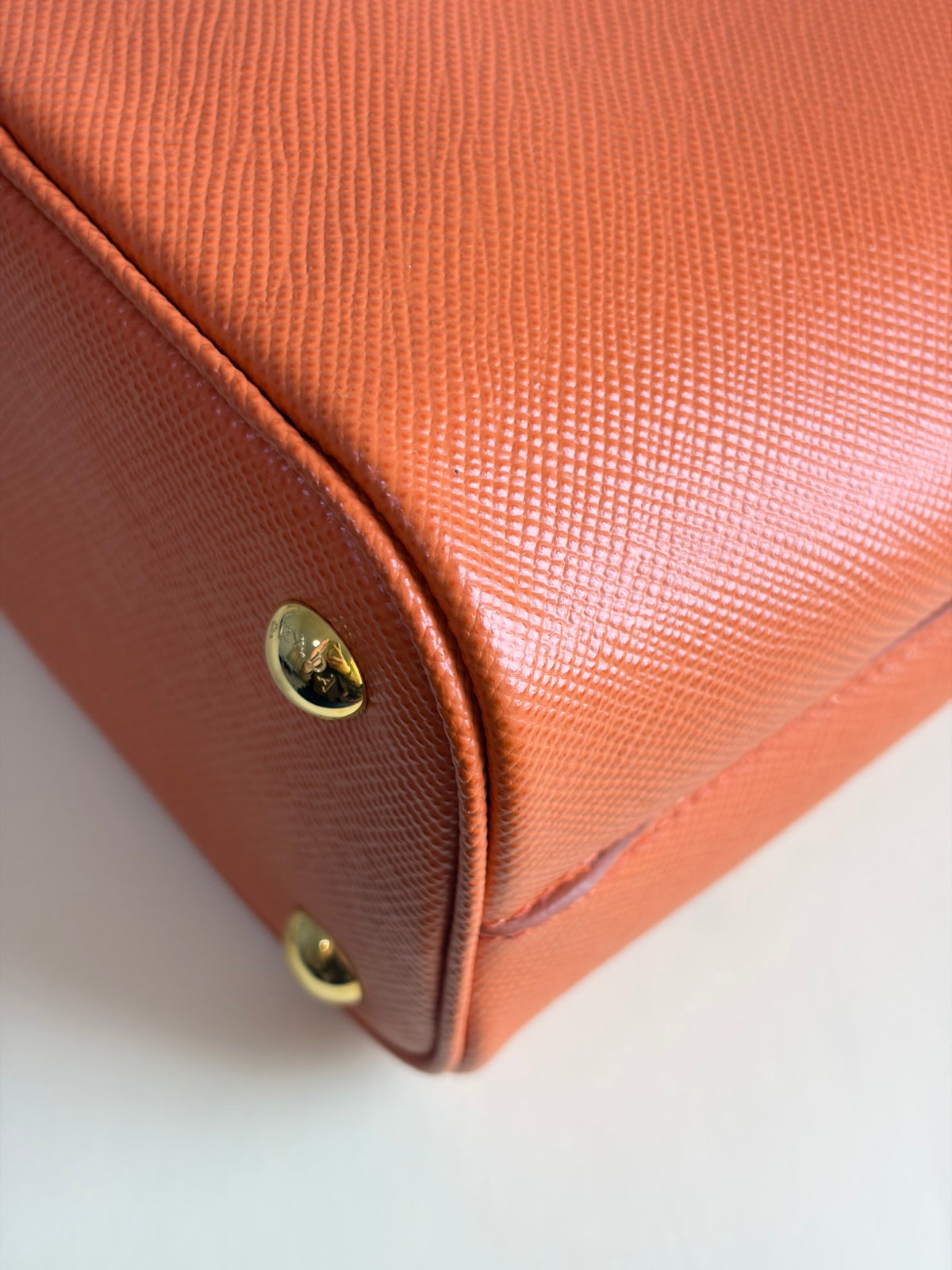 Prada orange saffiano leather Panier mini Bag