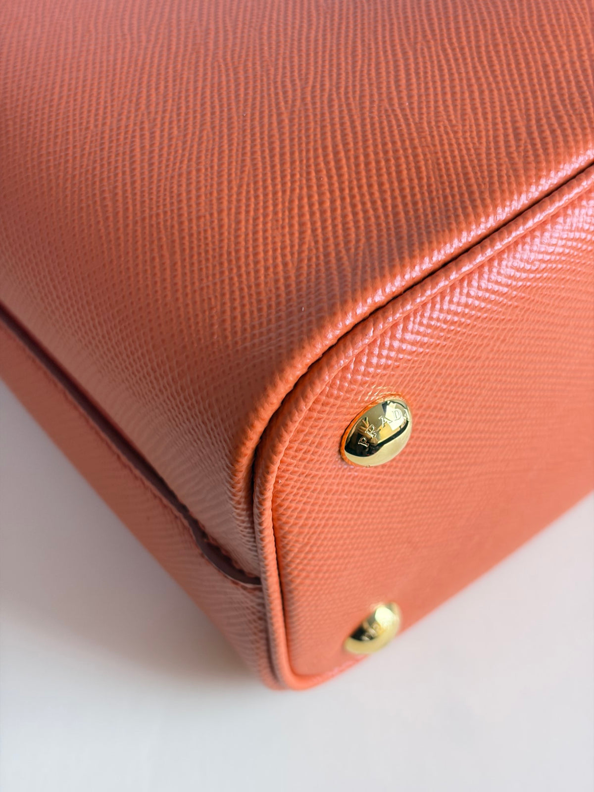 Prada orange saffiano leather Panier mini Bag