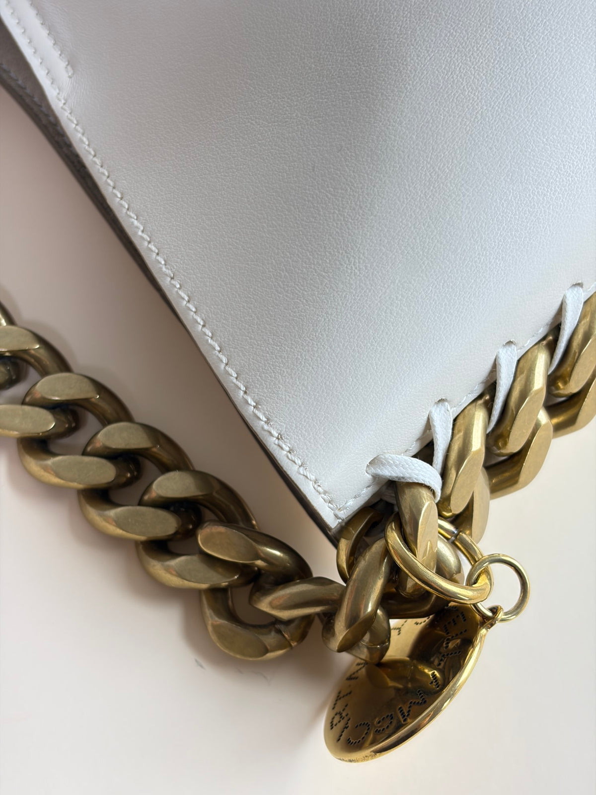 Stella McCartney pure white Frayme bucket Bag