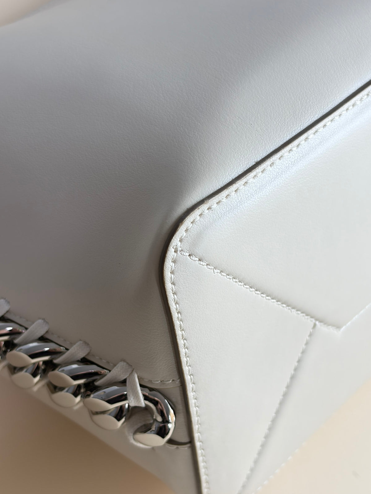 Stella McCartney pure white Frayme bucket Bag