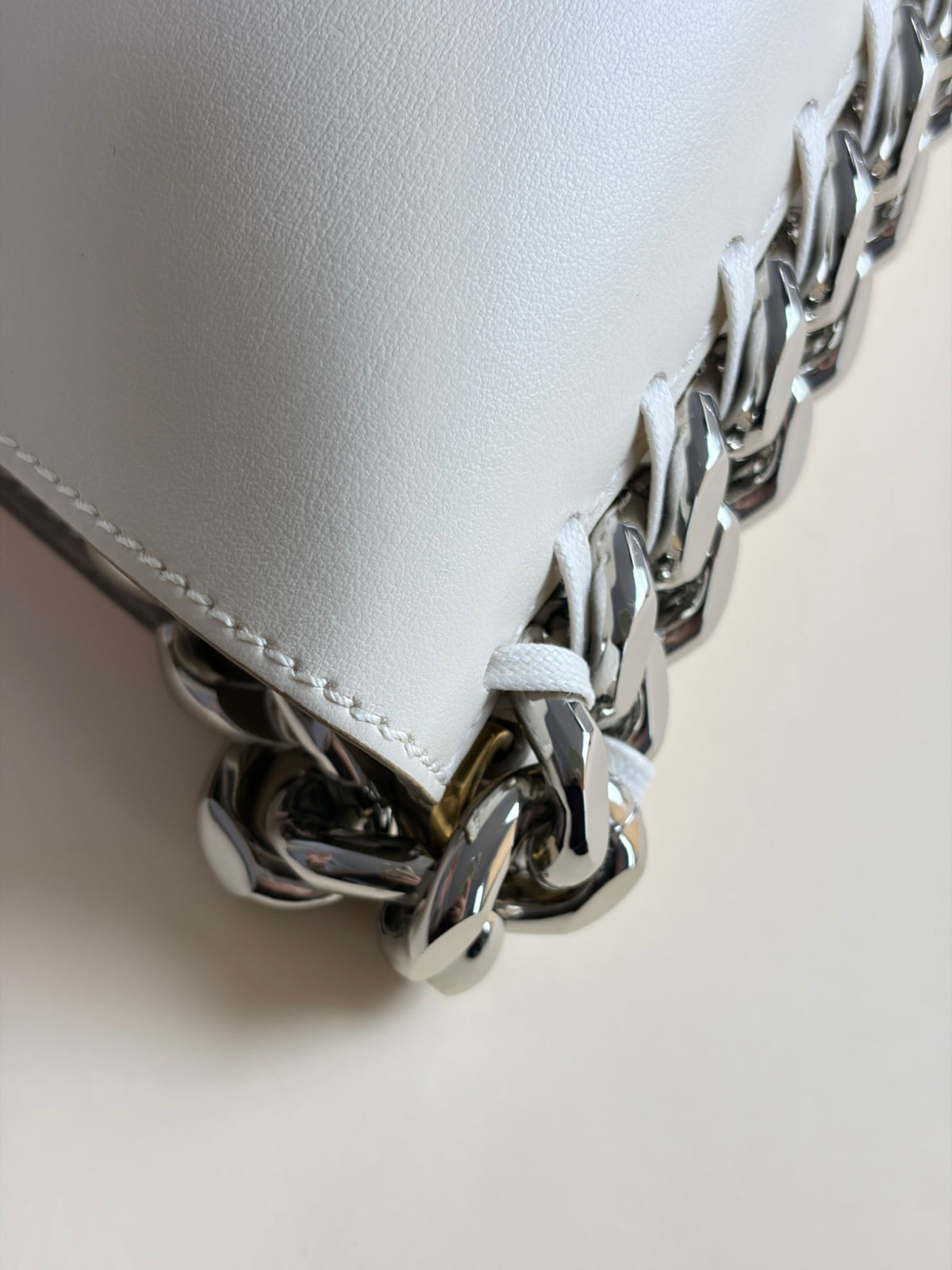 Stella McCartney pure white Frayme bucket Bag