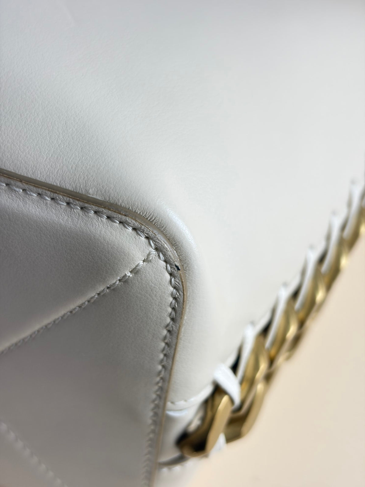 Stella McCartney pure white Frayme bucket Bag