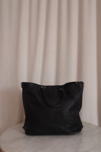 Prada Black Vitello Daino Side Zip Tote Large Bag-handbag-Prada-The Closet Egypt