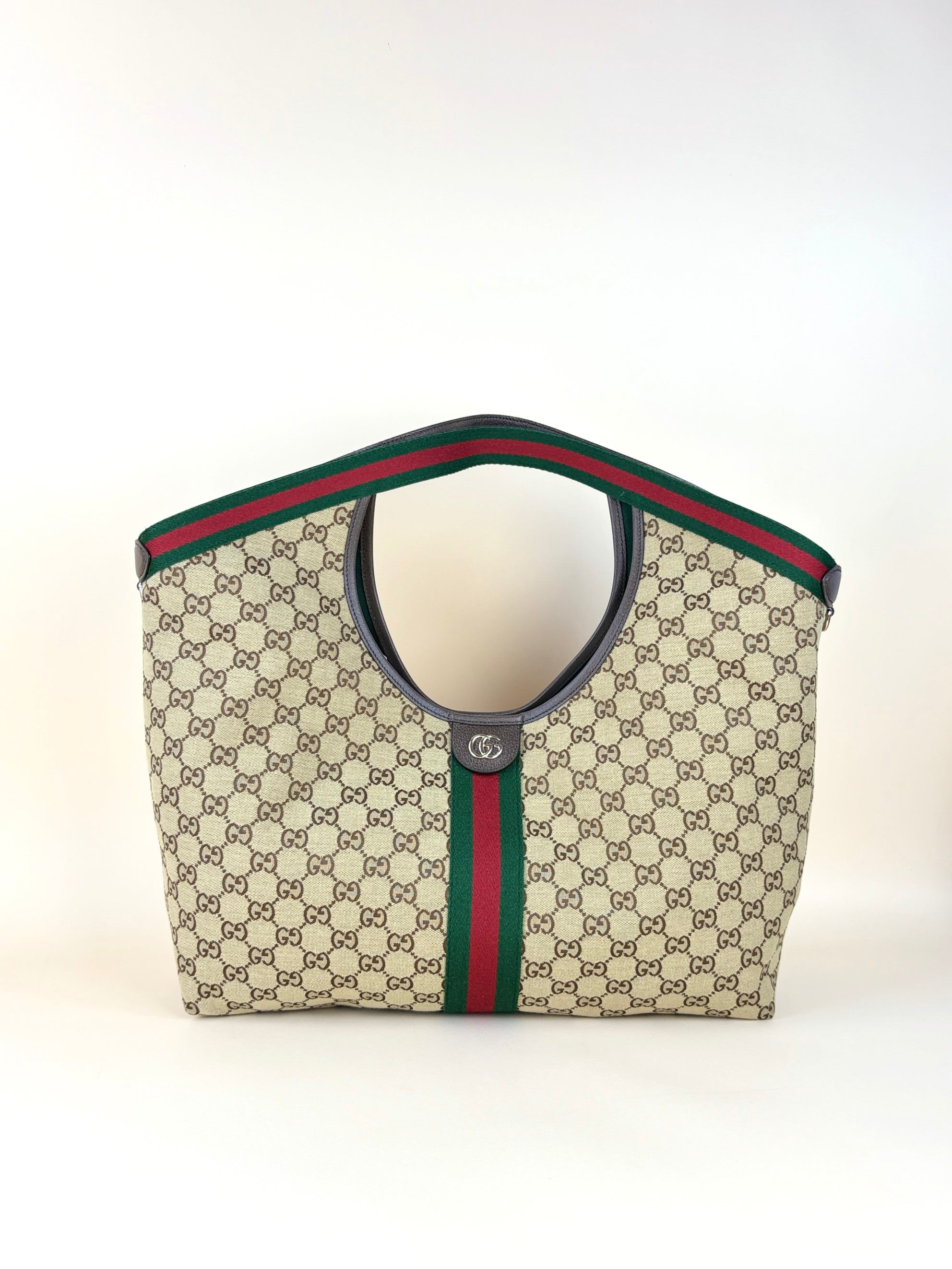 Gucci Giglio beige and brown canvas large tote bag