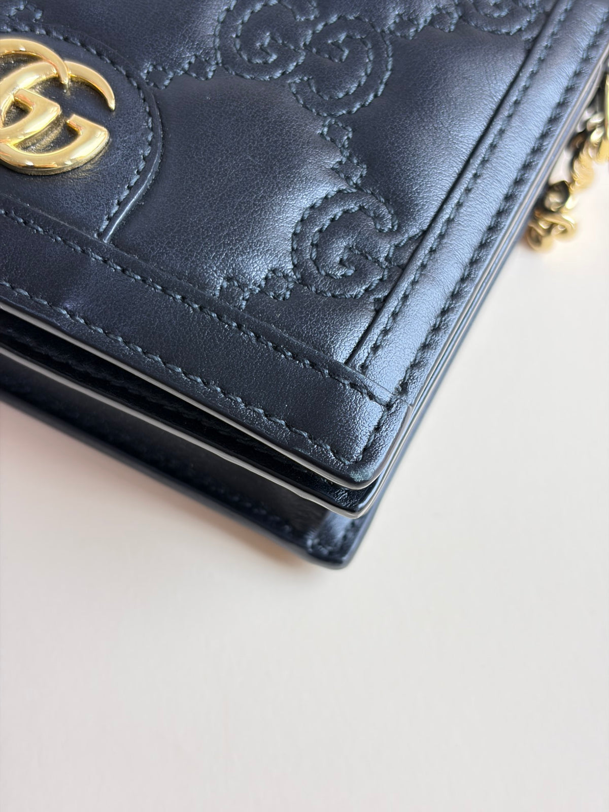 Gucci Black GG matelasse leather mini messanger bag