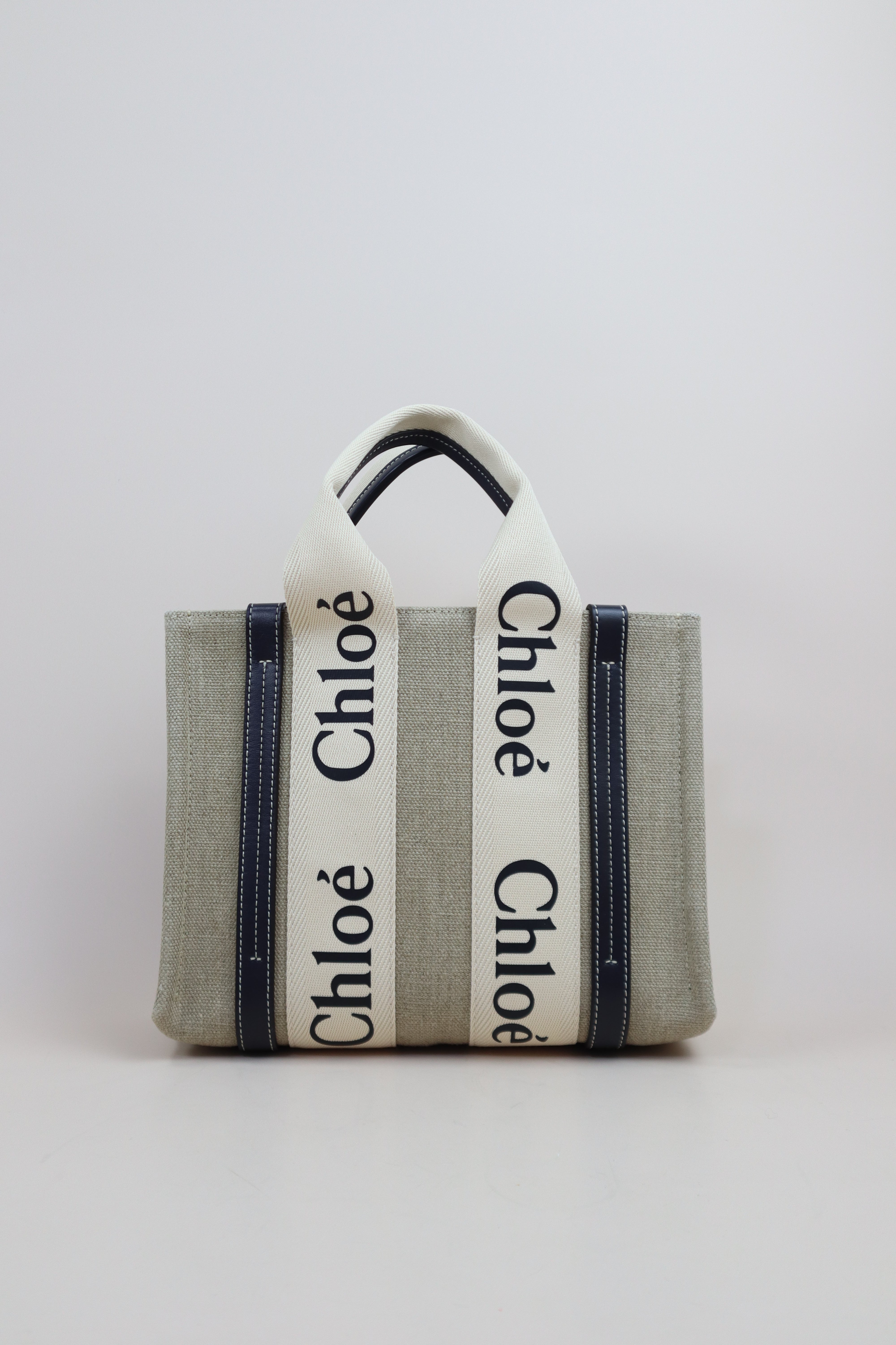 Chloe Bicolor Mini Woody Top Handle Bag with Strap