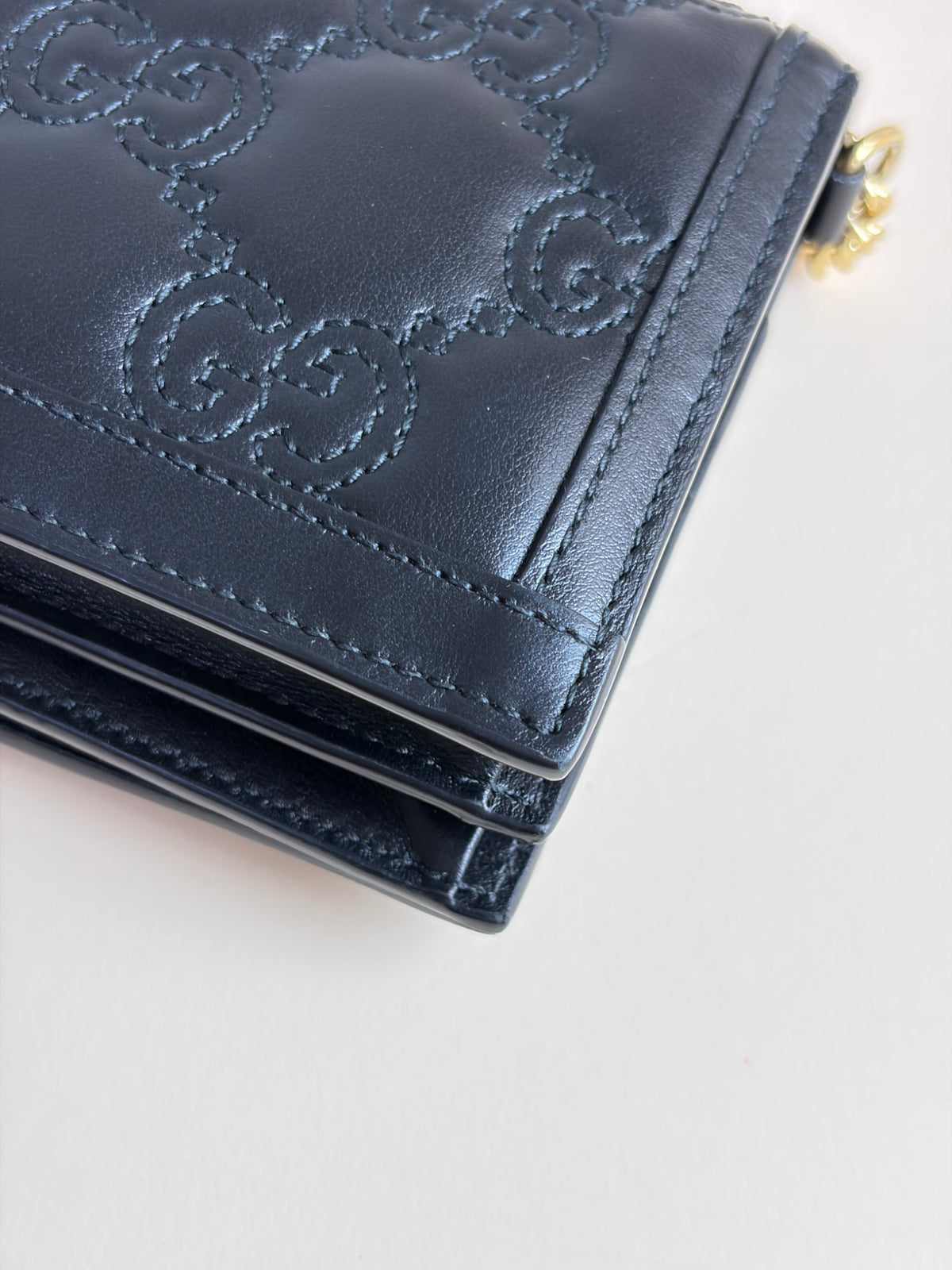 Gucci Black GG matelasse leather mini messanger bag