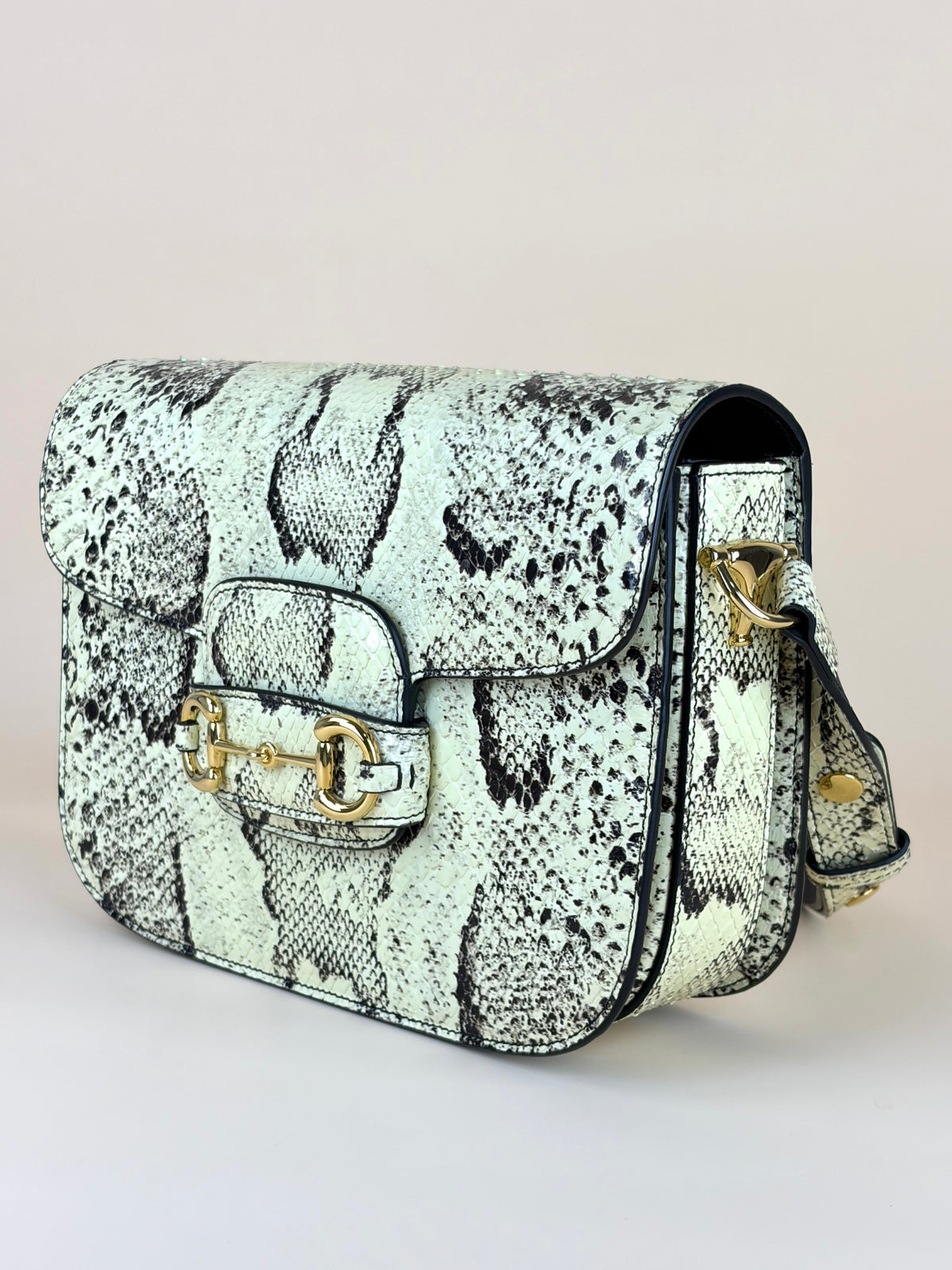 Gucci natural python leather horse bit 1955 medium