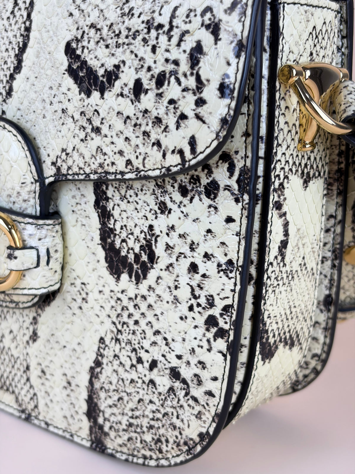 Gucci natural python leather horse bit 1955 medium
