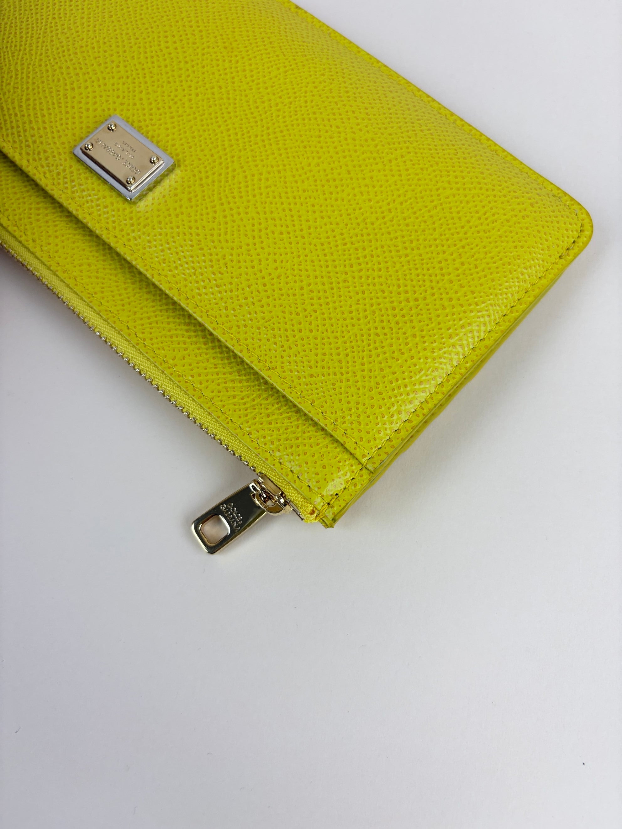 Dolce & Gabbana Yellow Dauphine Large Zip Card Holder