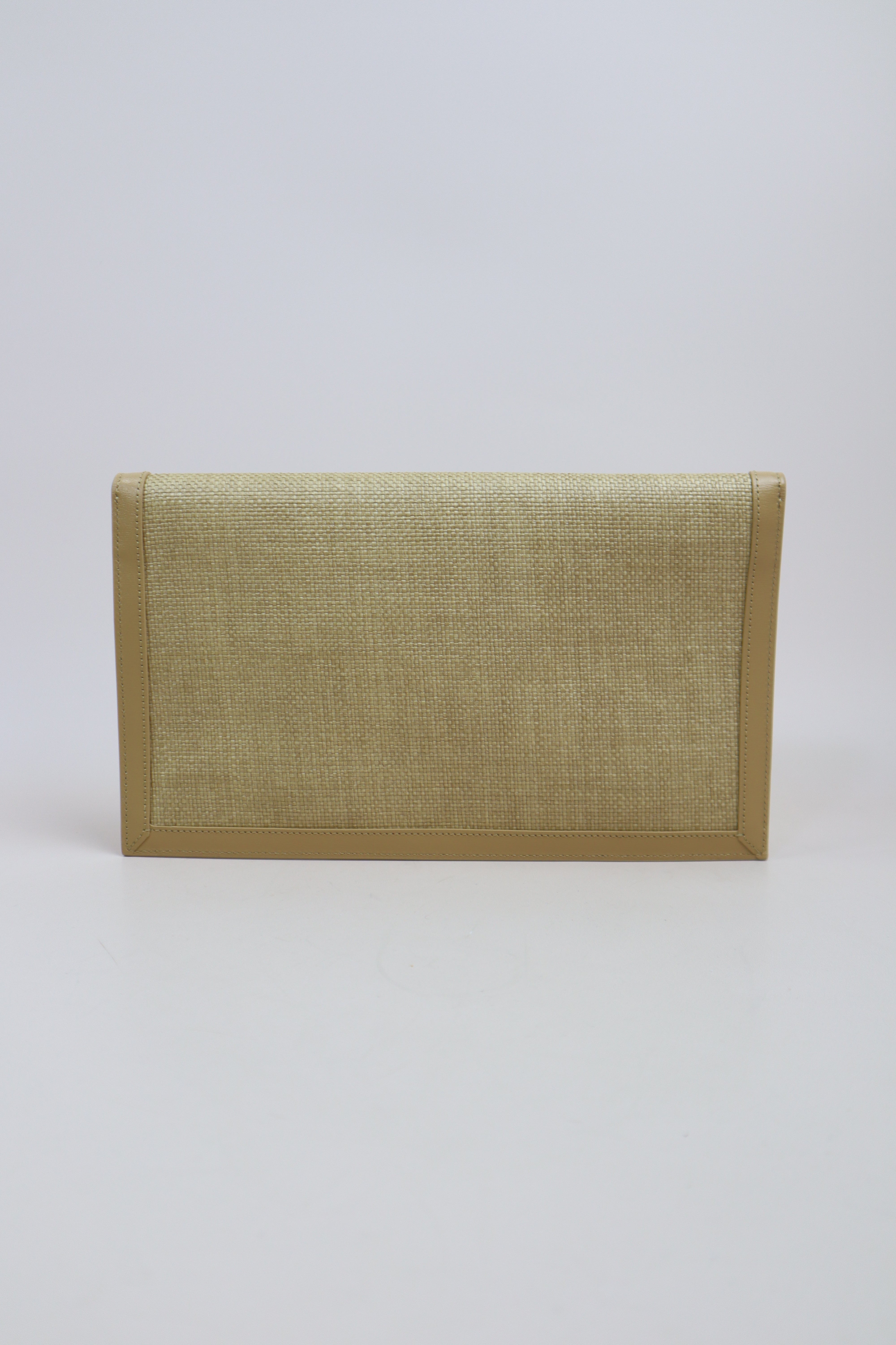YSL Beige Micro Raffia Uptown Pouch