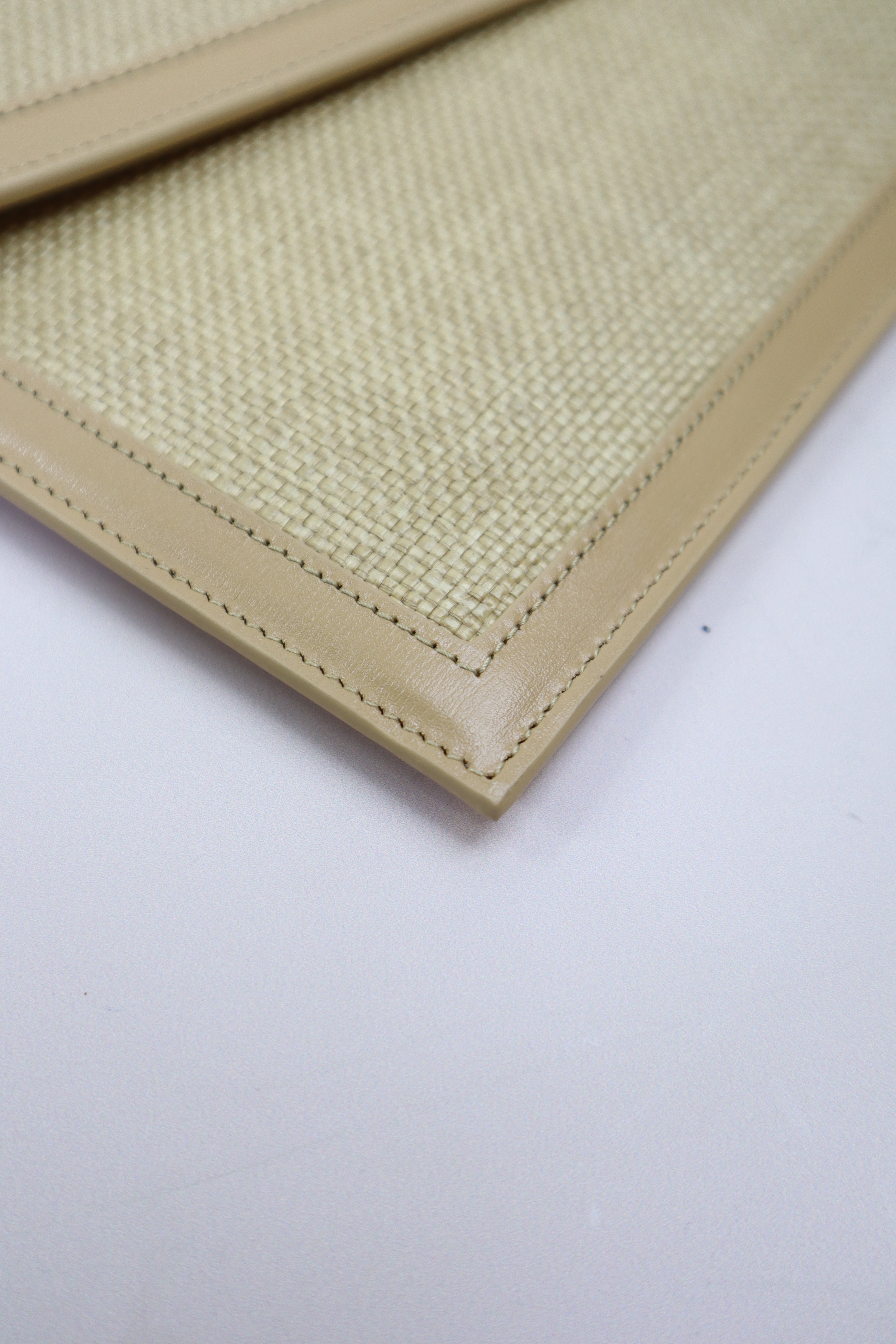 YSL Beige Micro Raffia Uptown Pouch