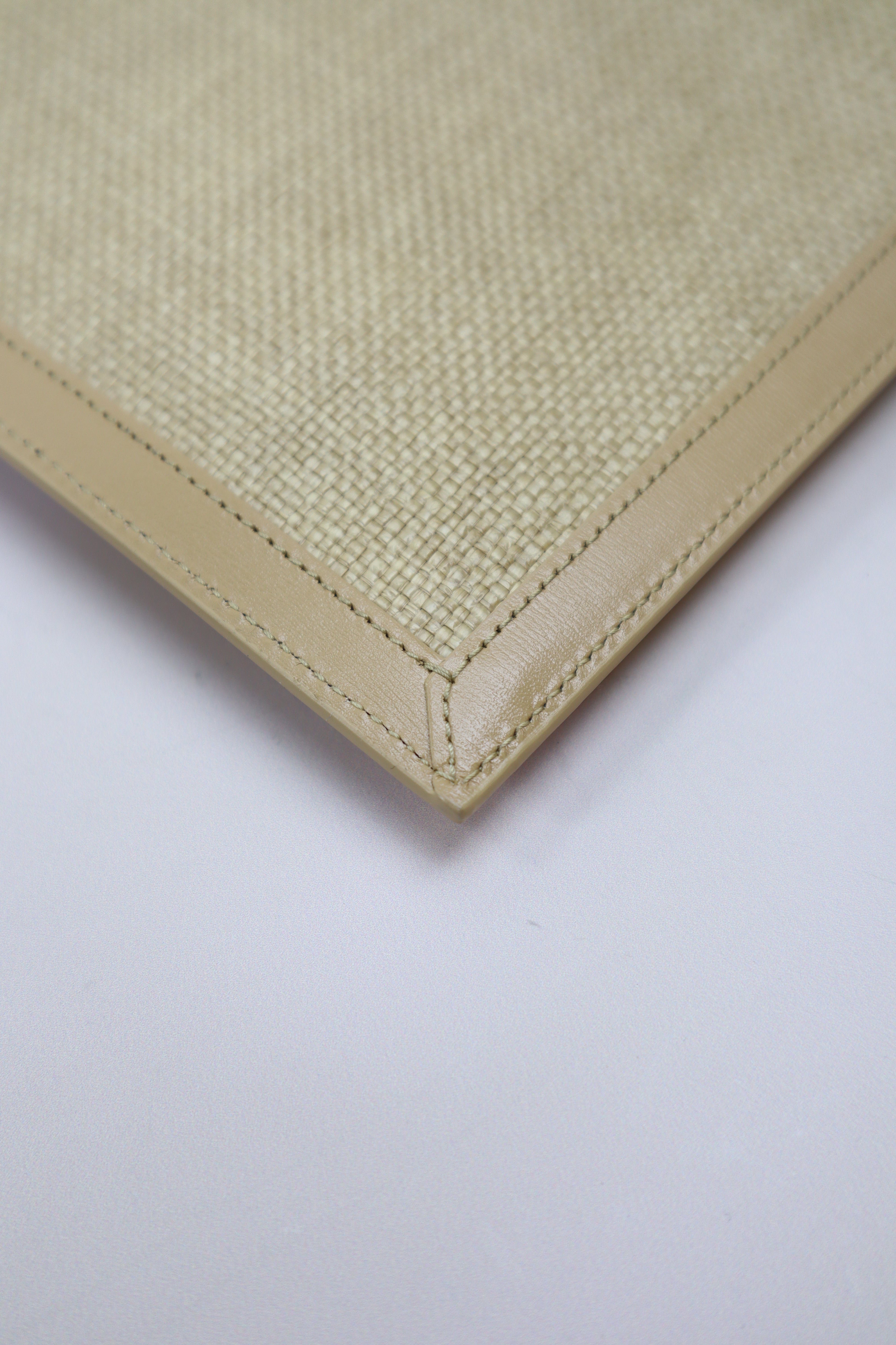 YSL Beige Micro Raffia Uptown Pouch