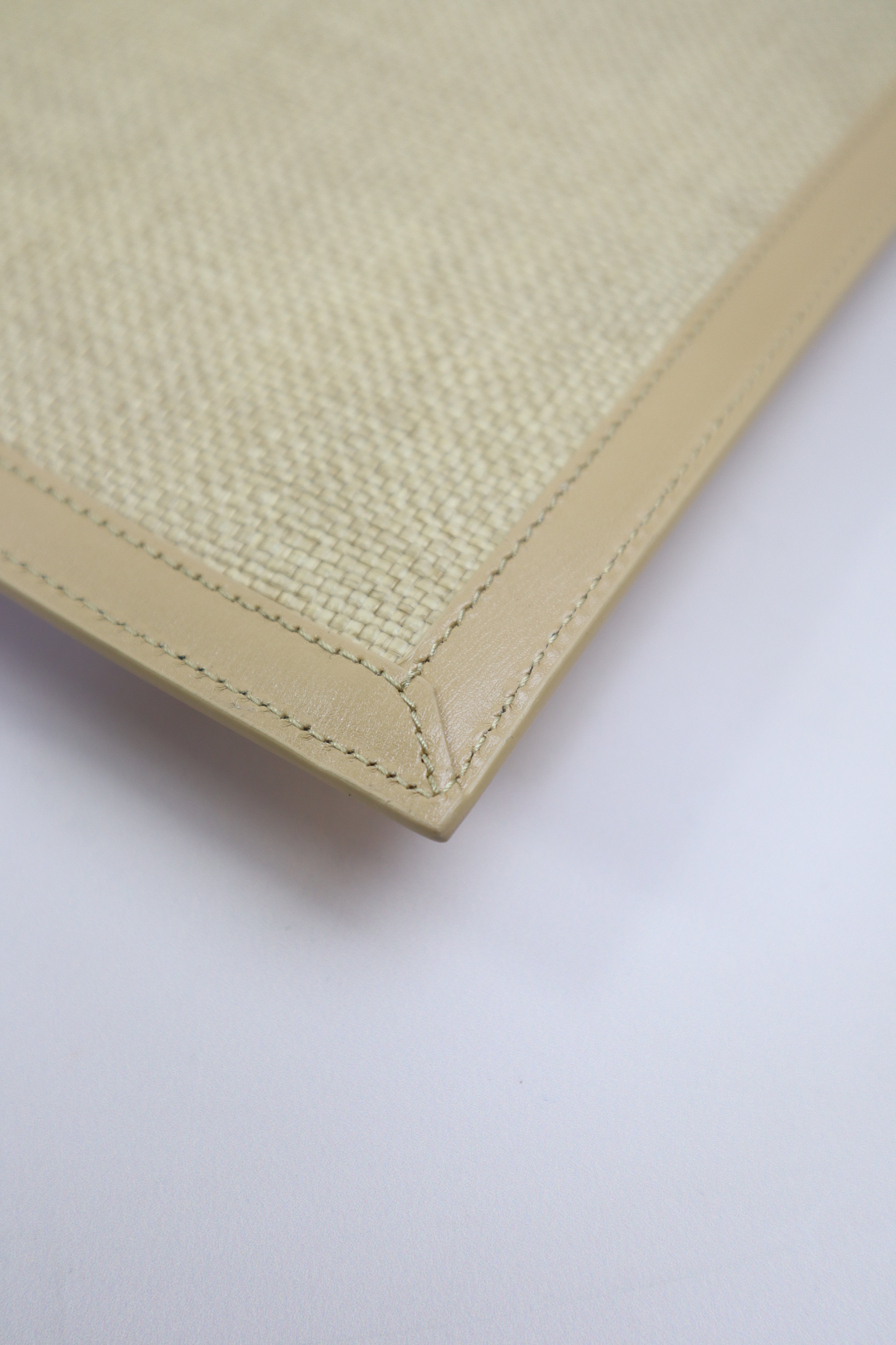YSL Beige Micro Raffia Uptown Pouch