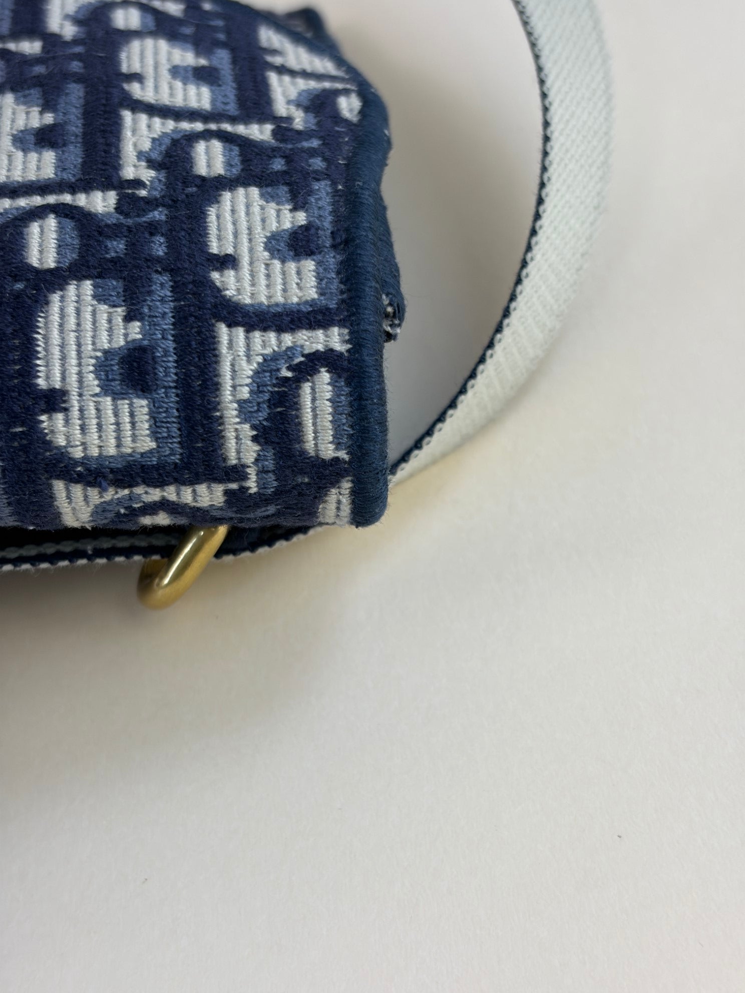 DIOR slim saddle belt pouch blue oblique