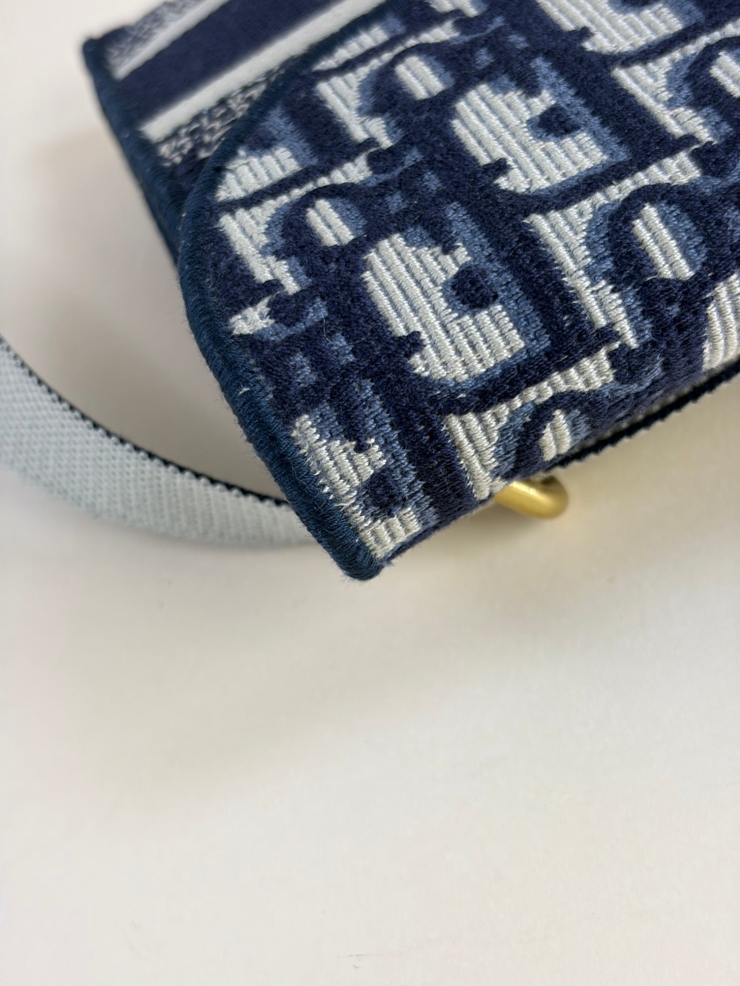 DIOR slim saddle belt pouch blue oblique