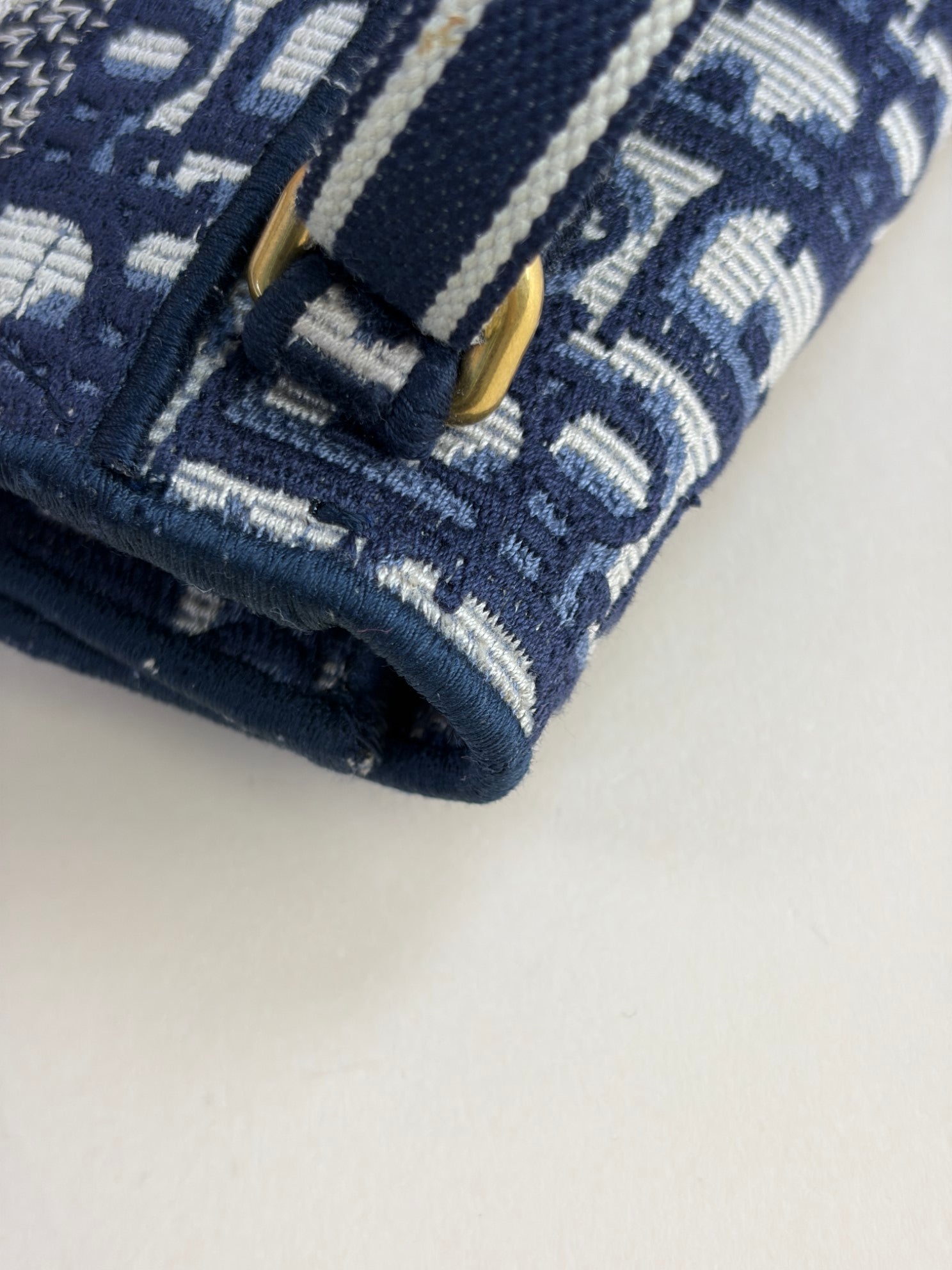 DIOR slim saddle belt pouch blue oblique