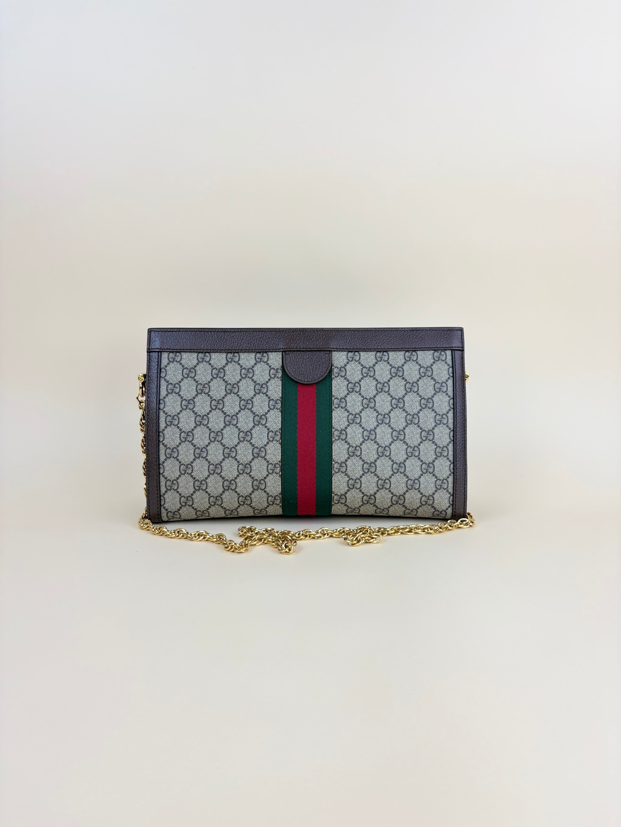 Gucci Brown GG Supreme Monogram Medium Ophidia Chain Shoulder Bag