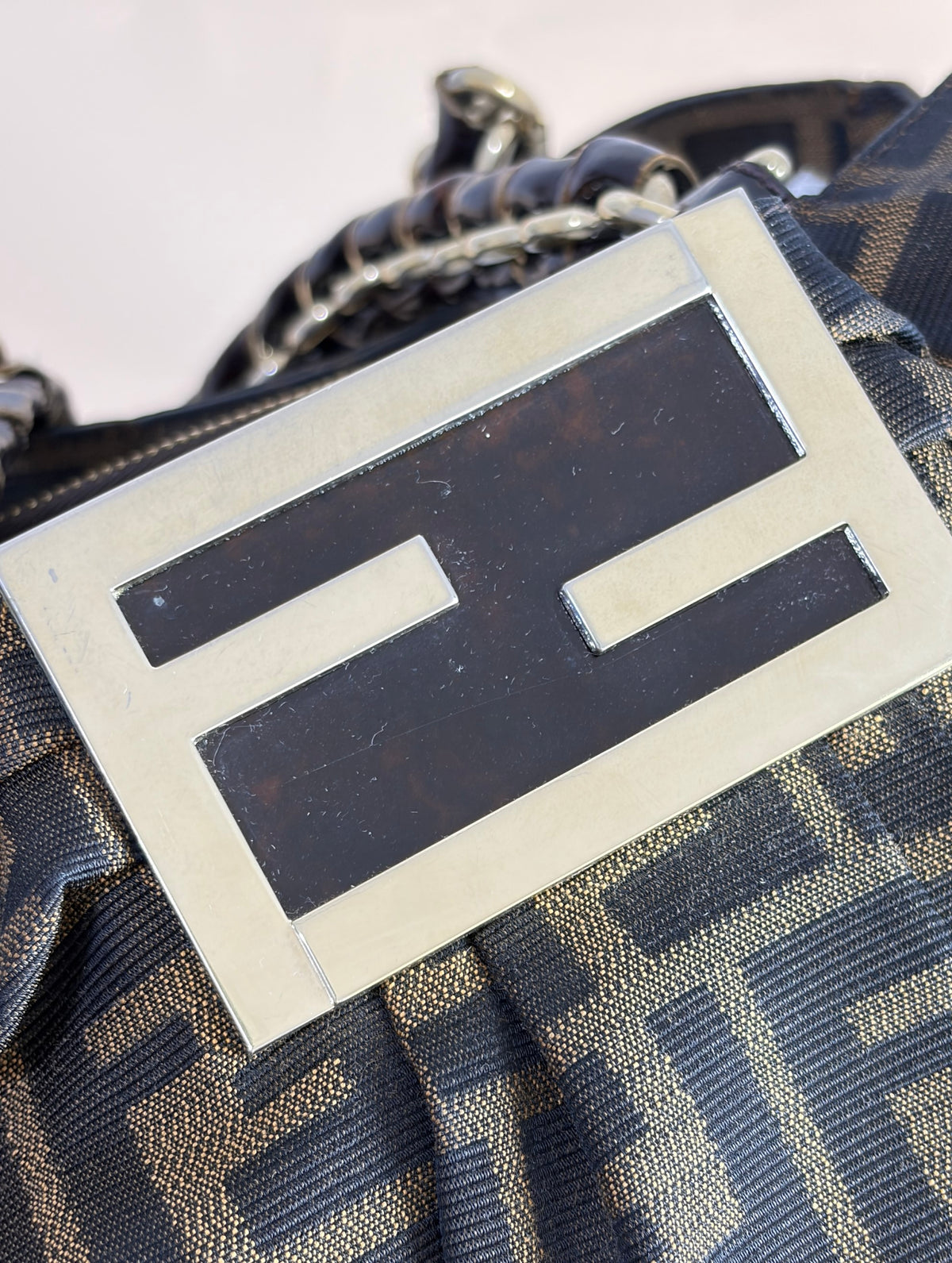 Fendi tobacco ff zucca print canvas large mia