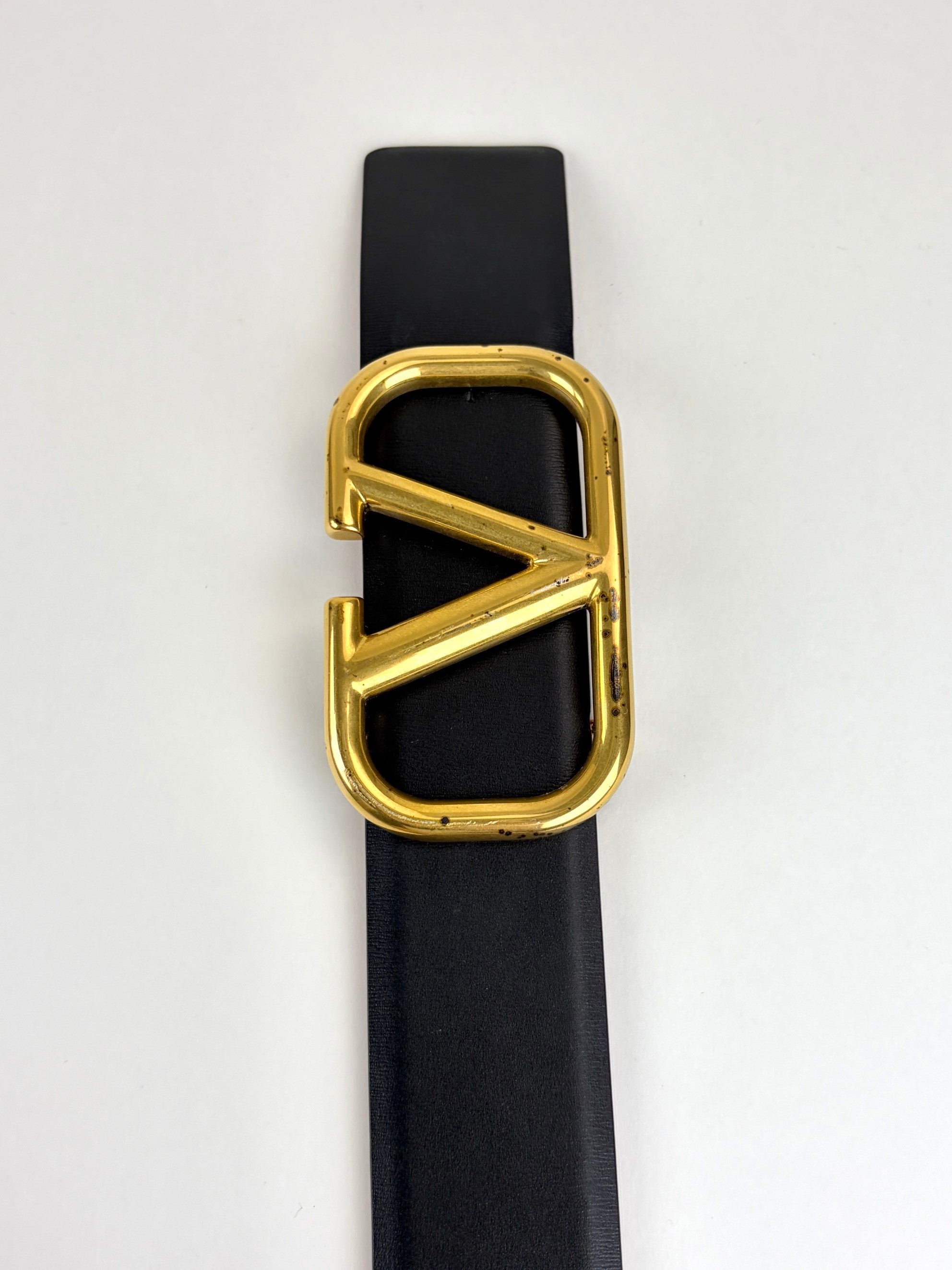 Valentino black and red V logo signature reversible belt 40 mm