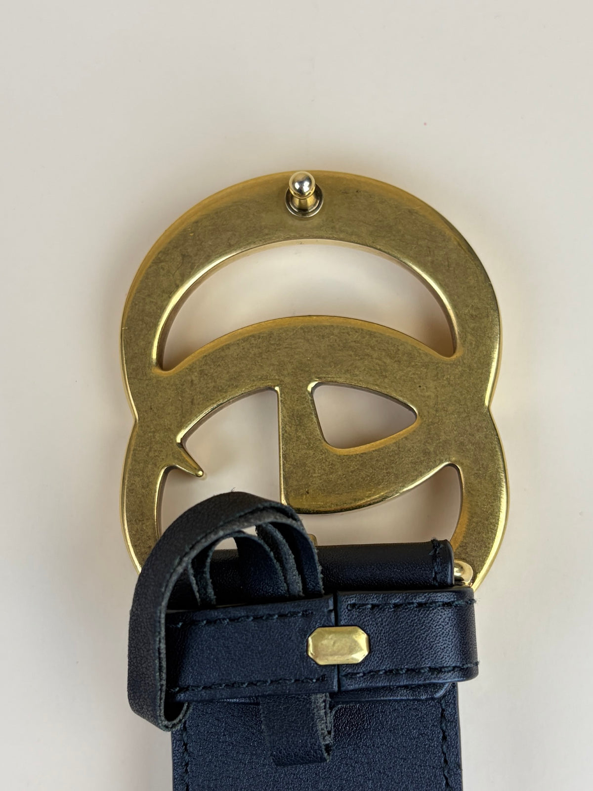 Gucci black leather gg marmont wide belt 40mm