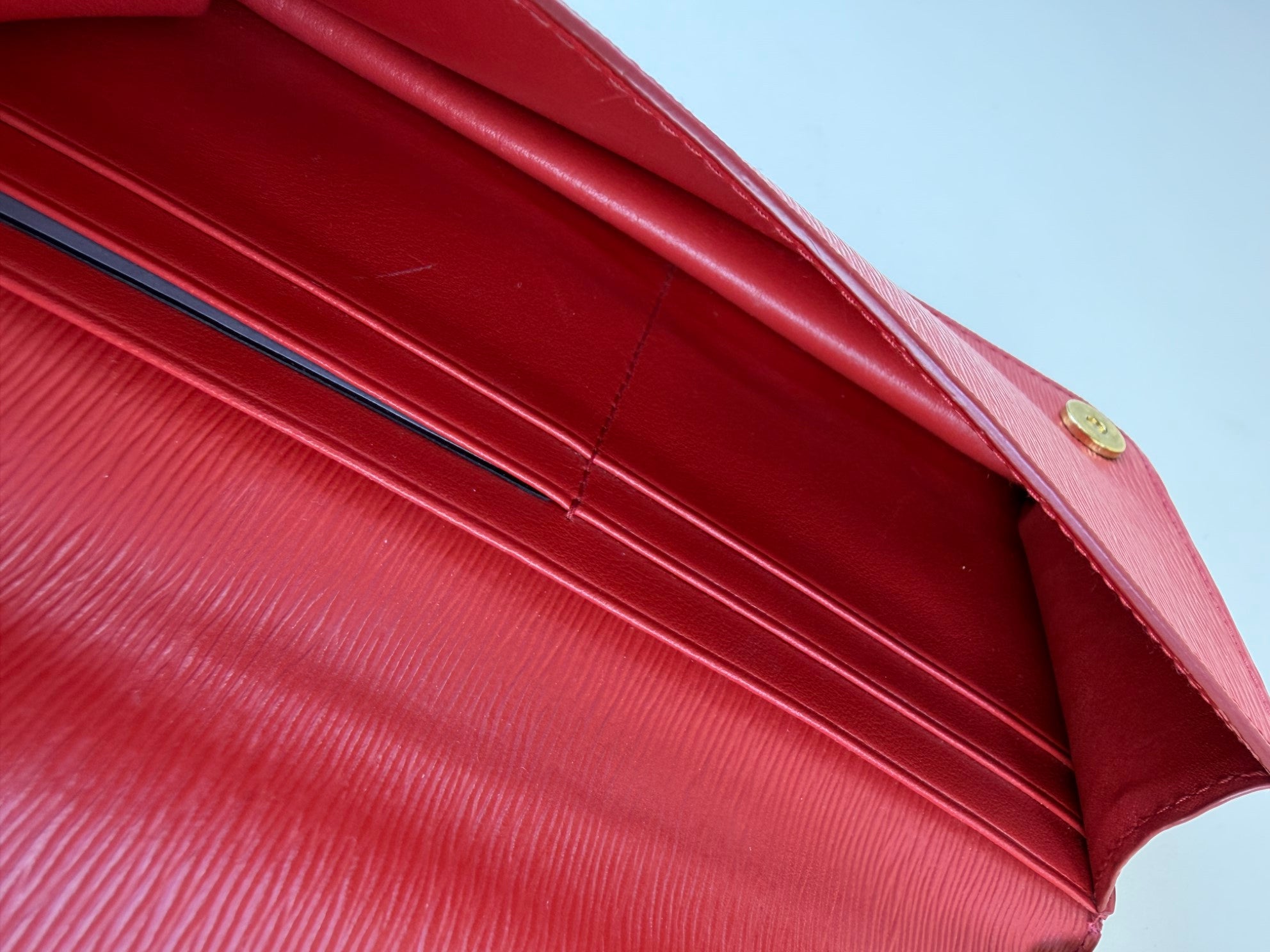 Prada red leather woc gold chains