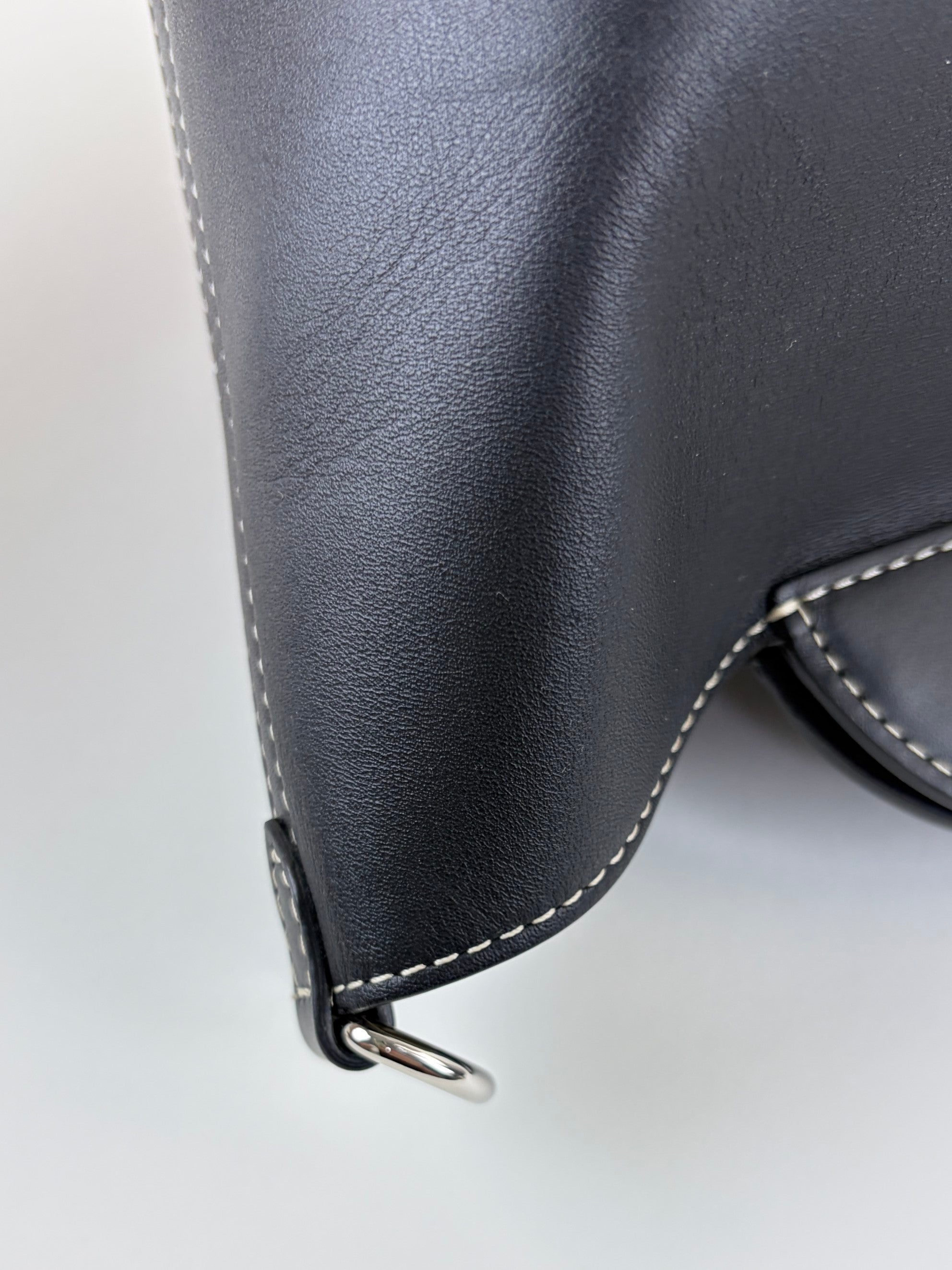 Burberry black calfskin small pocket tote bag