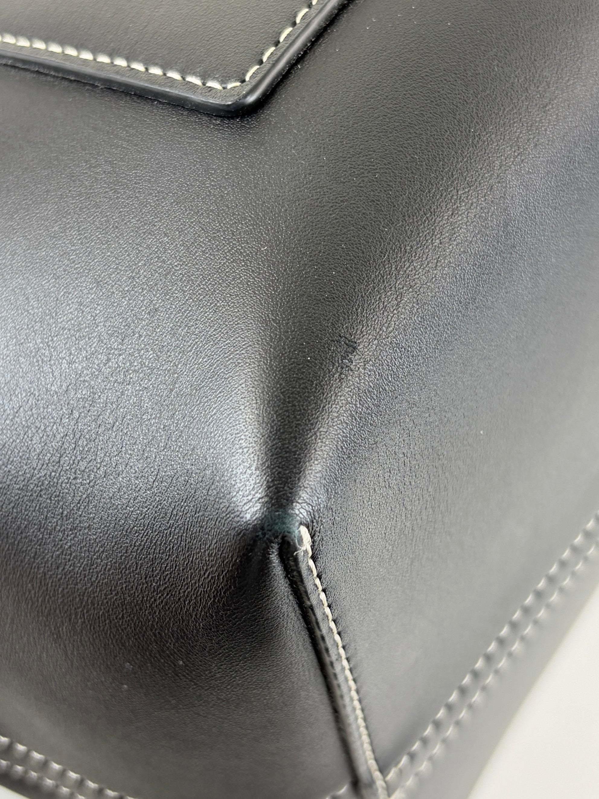 Burberry black calfskin small pocket tote bag
