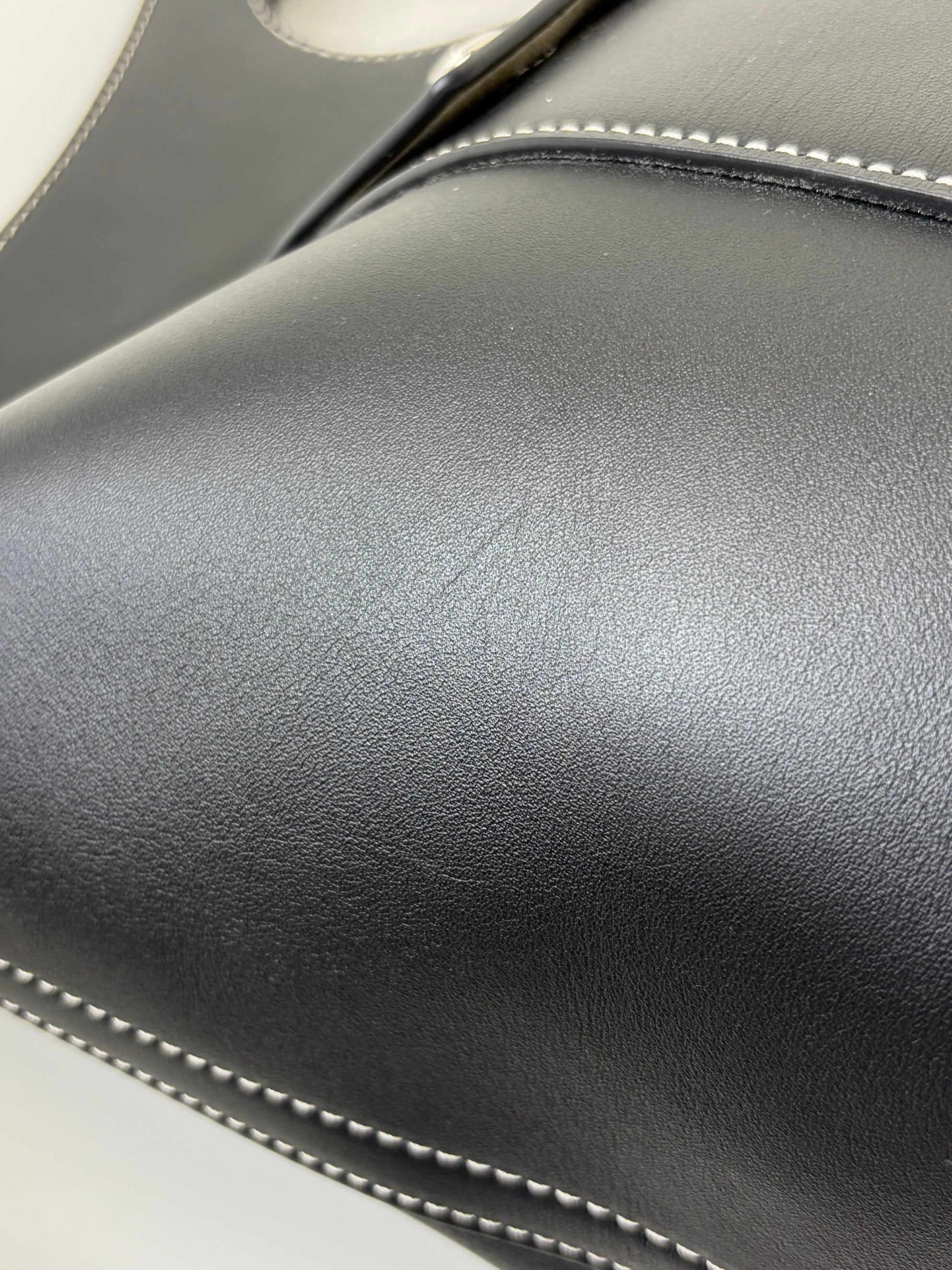 Burberry black calfskin small pocket tote bag