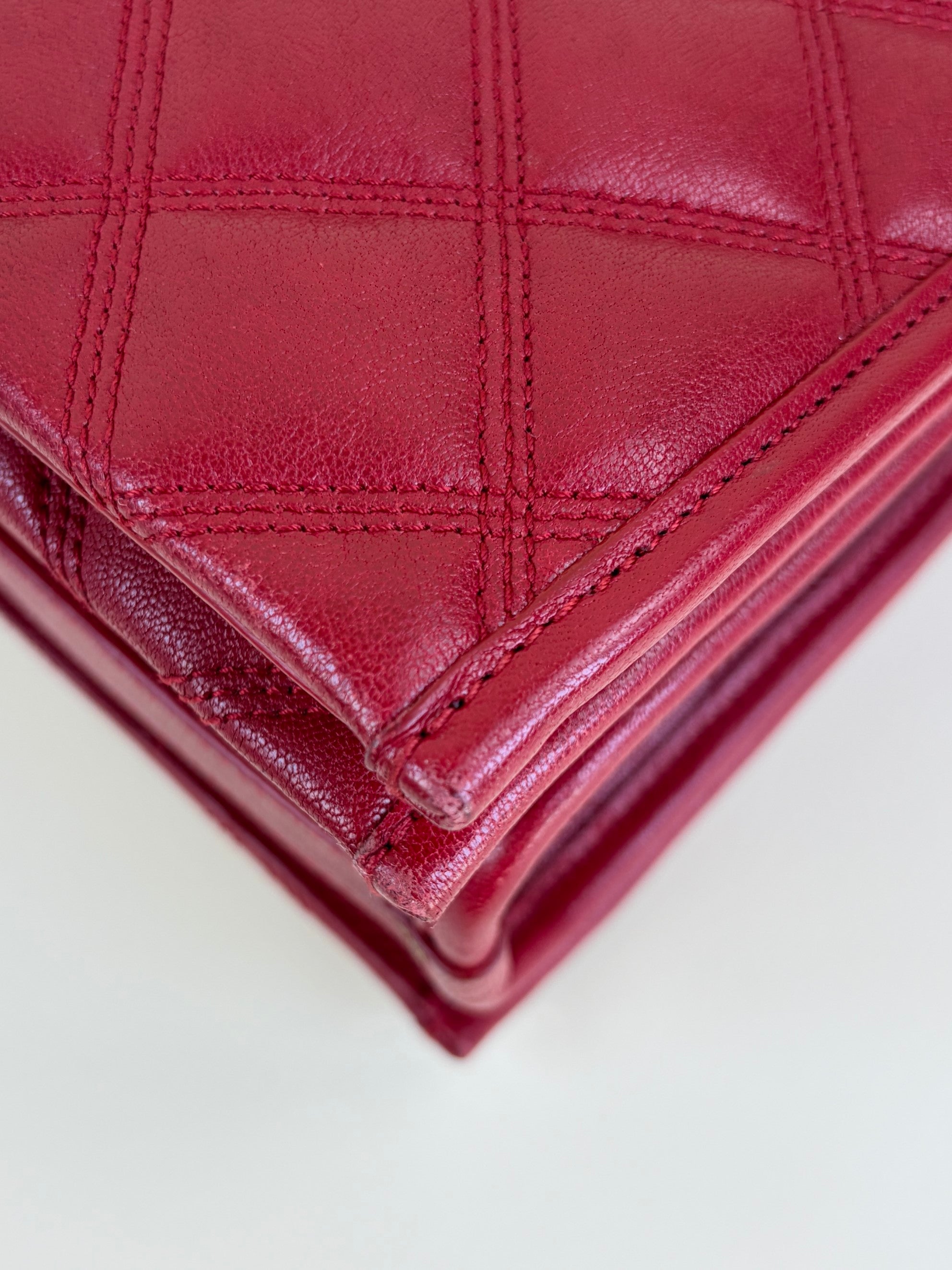 YSL Red Quilted Small Becky Chain Bag