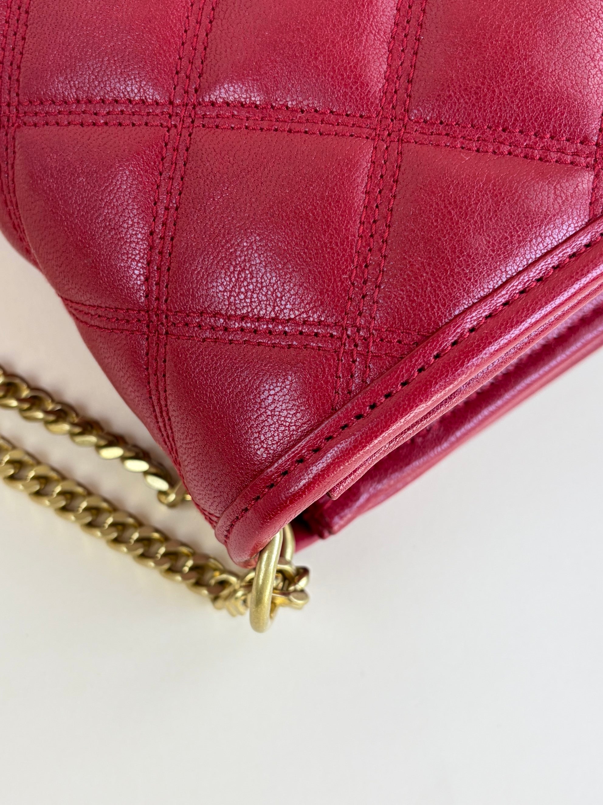 YSL Red Quilted Small Becky Chain Bag