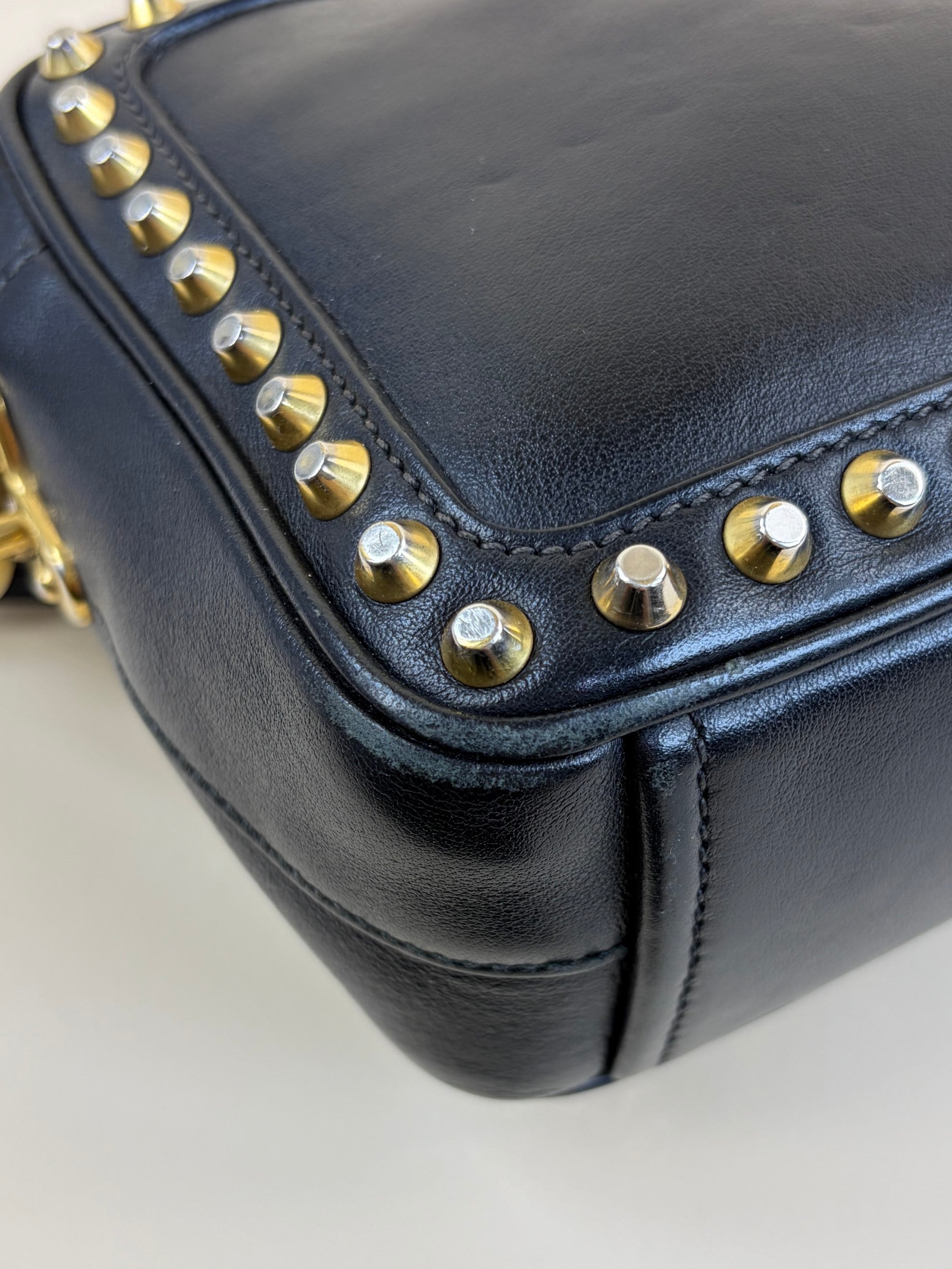 Prada Black City Studded Crossbody Bag