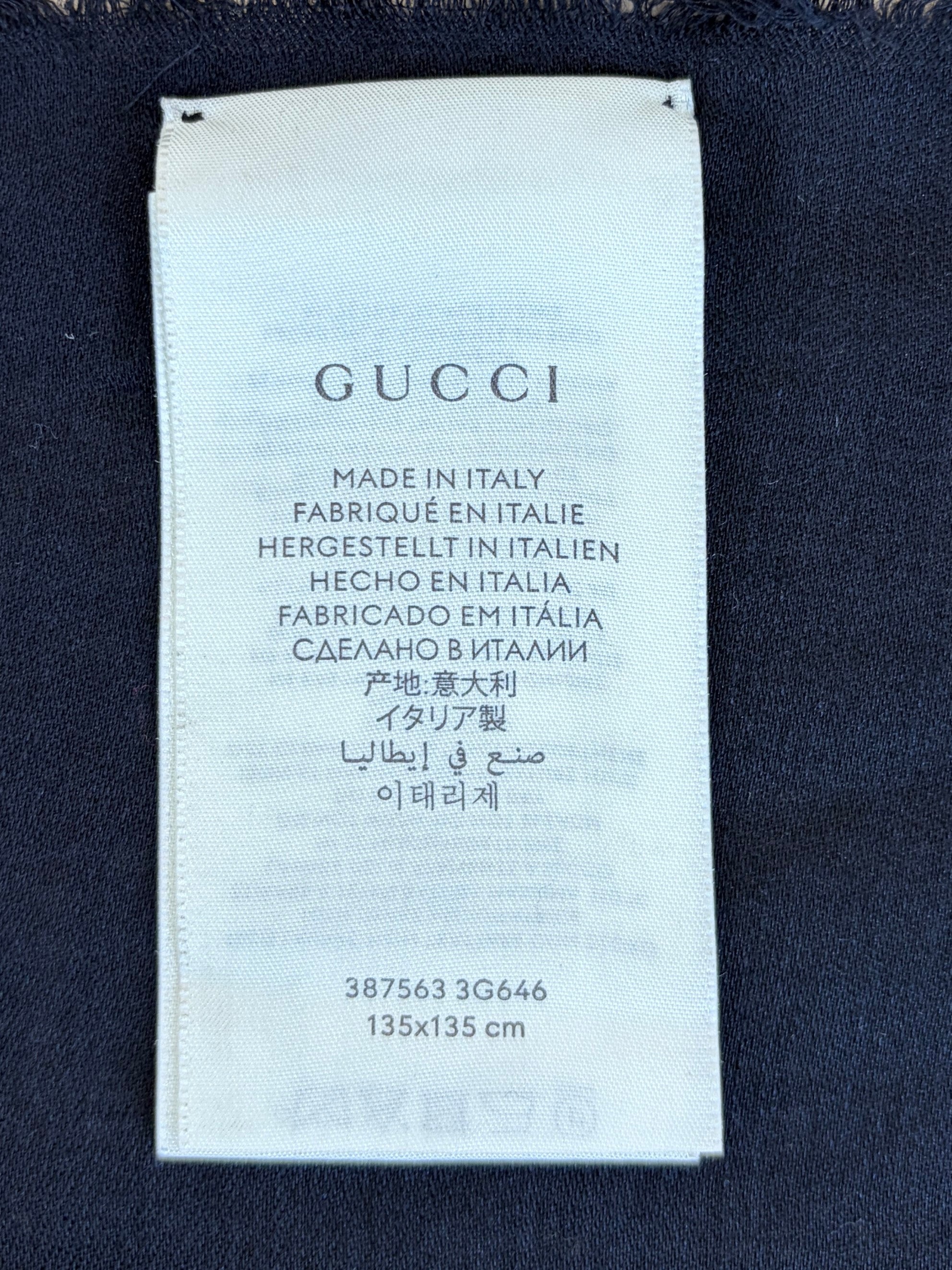 gucci black gg monogram wool/silk shawl