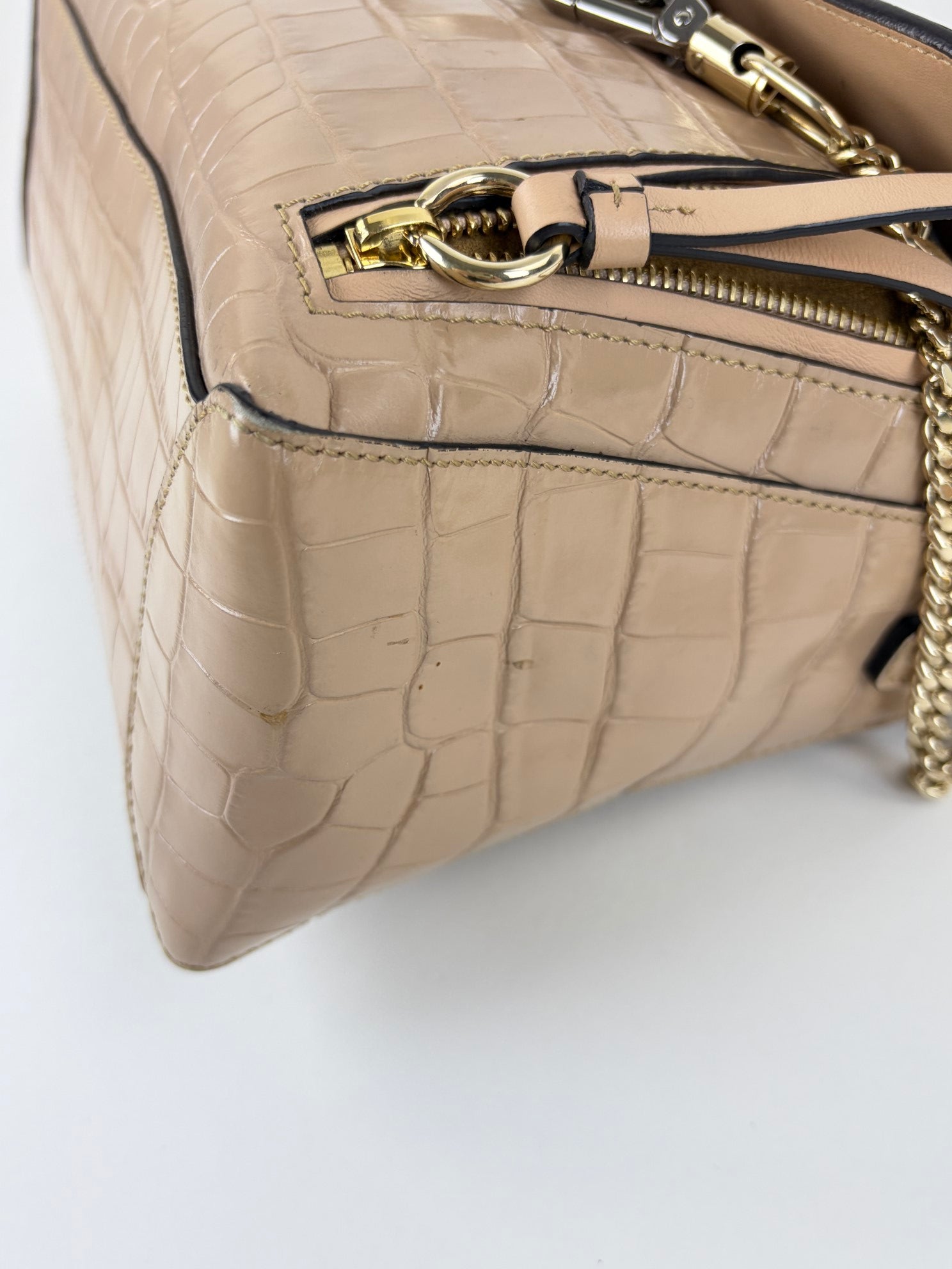 Chloe beige calfskin crocodile embossed small Faye day