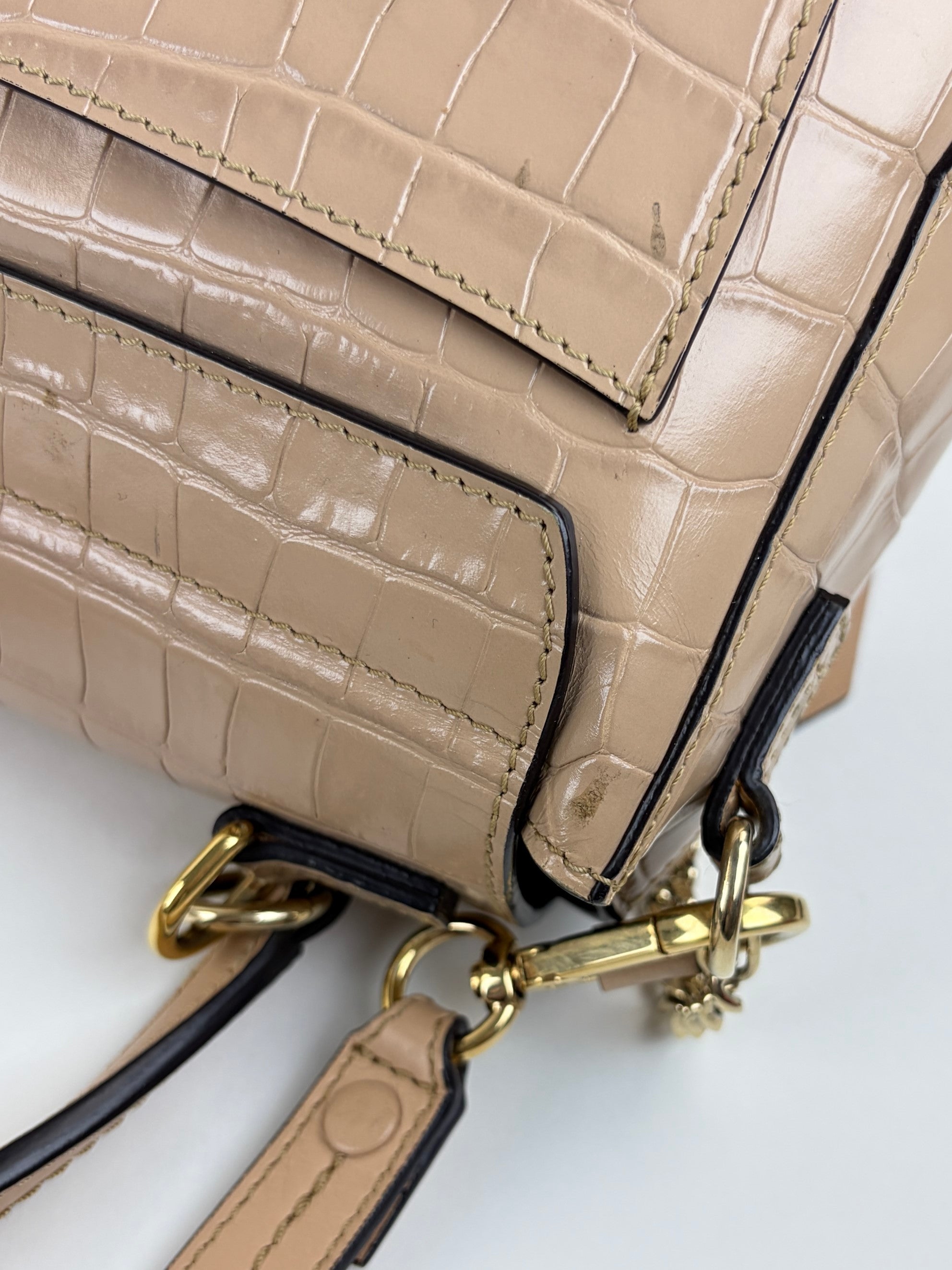 Chloe beige calfskin crocodile embossed small Faye day