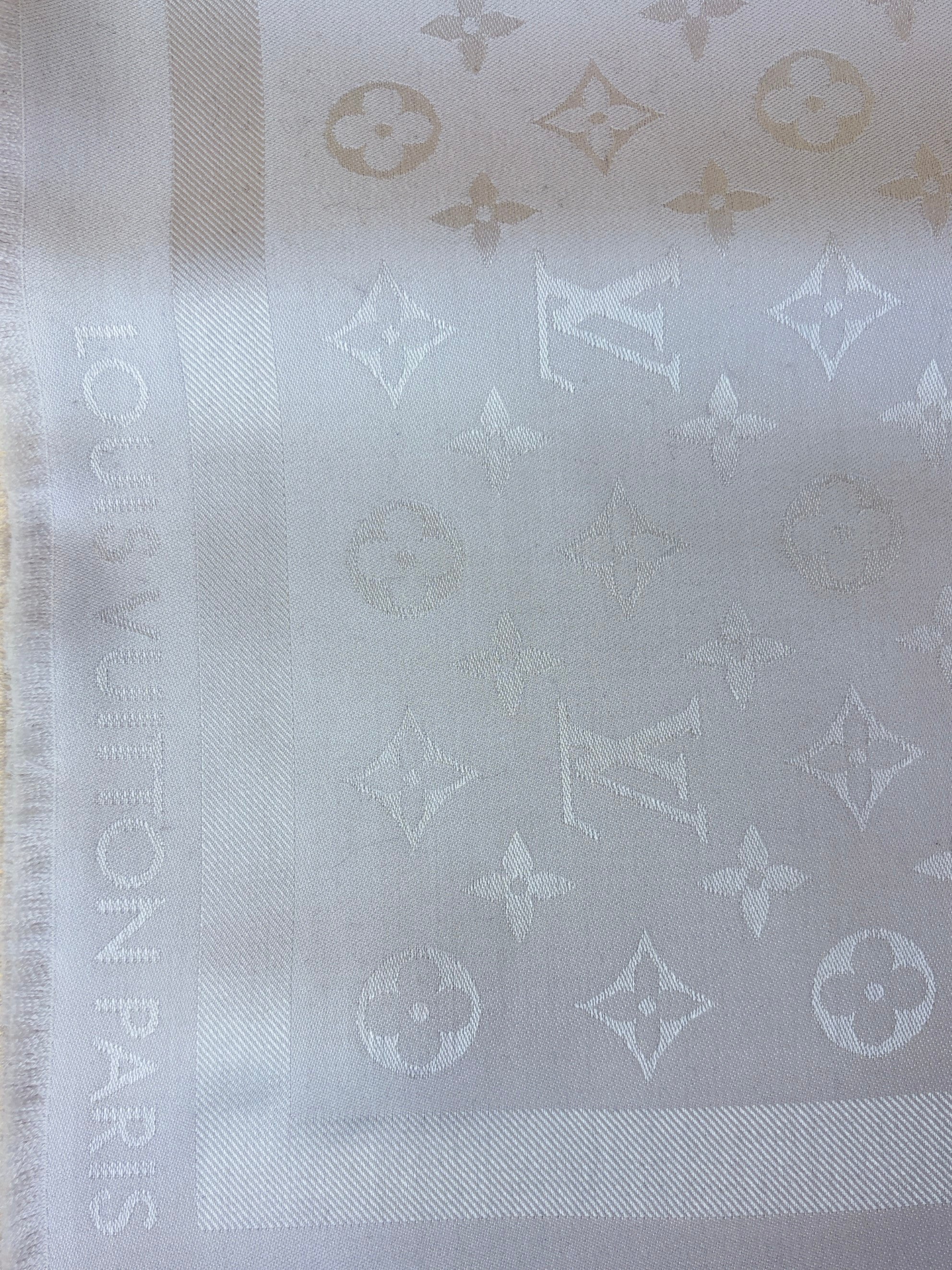 louis Vuitton grey monogram silk wool classic shawl