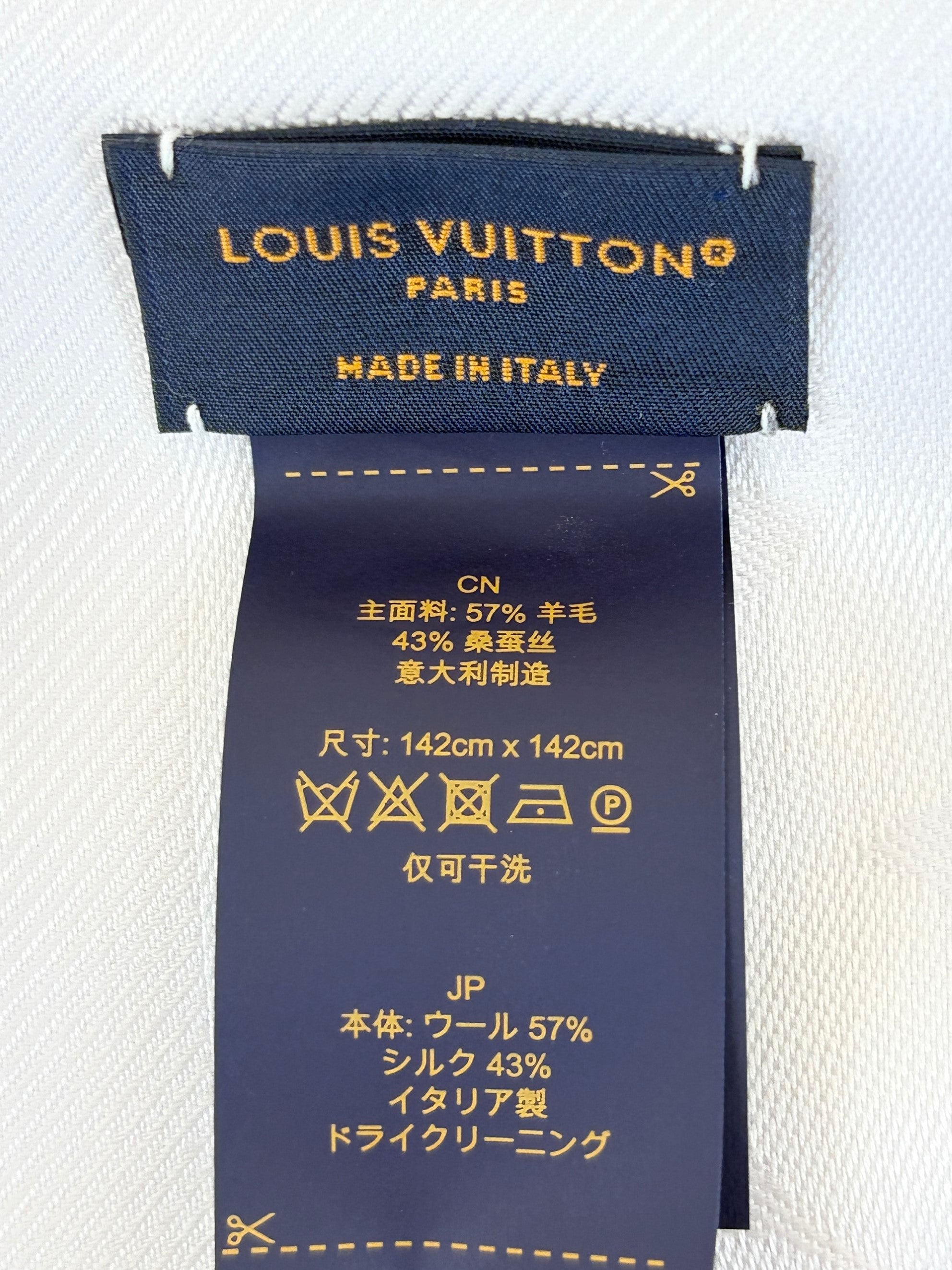 louis Vuitton grey monogram silk wool classic shawl