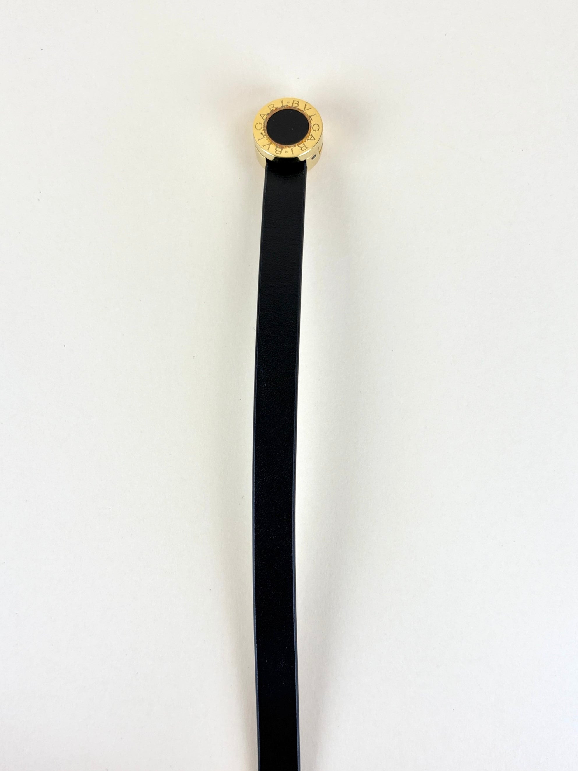 Bvlgari black soft calf leather with iconic gold plated hardware double tour medium bracelet